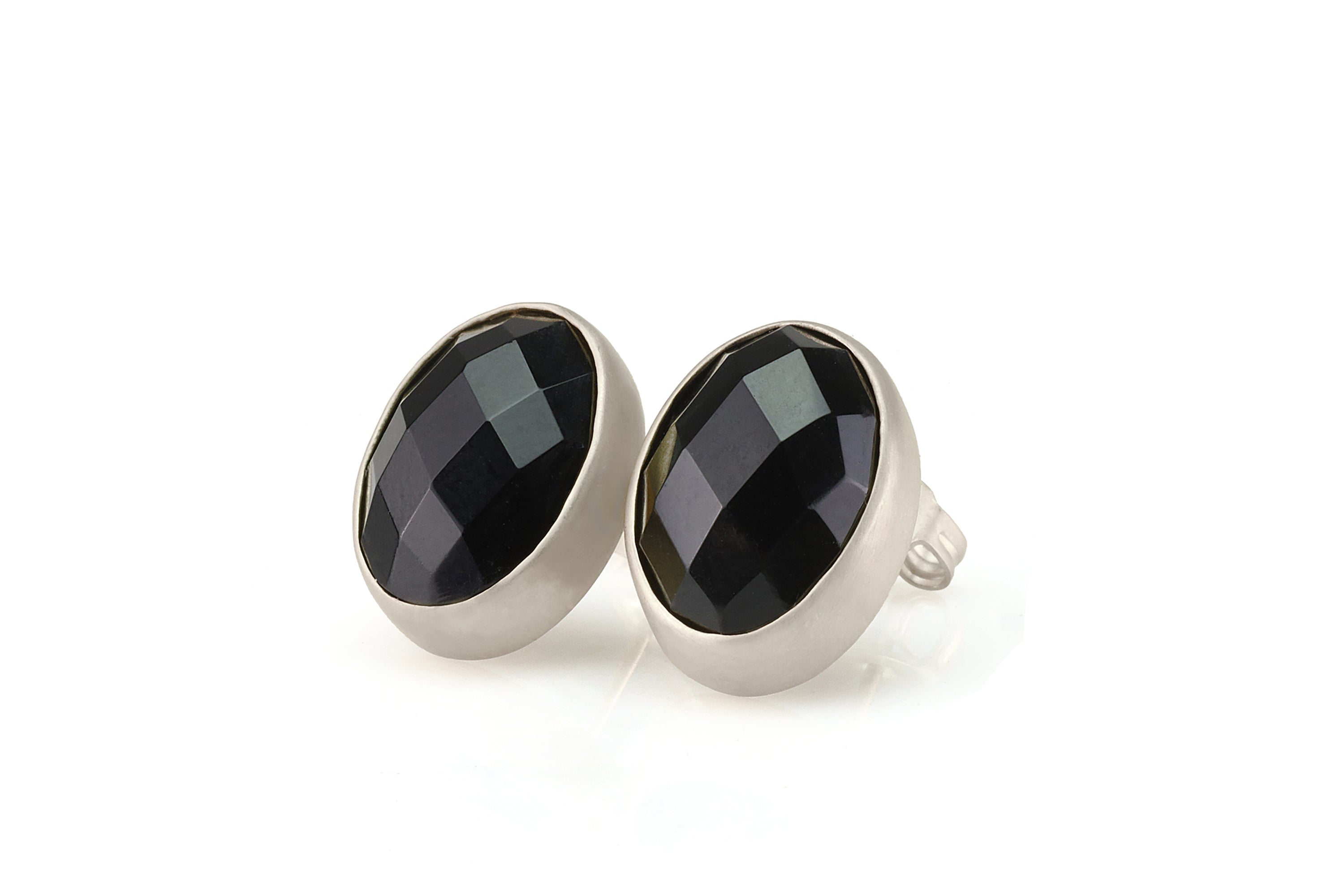 Gold Oval Stud Black Onyx Earrings Earrings Anemone Limited