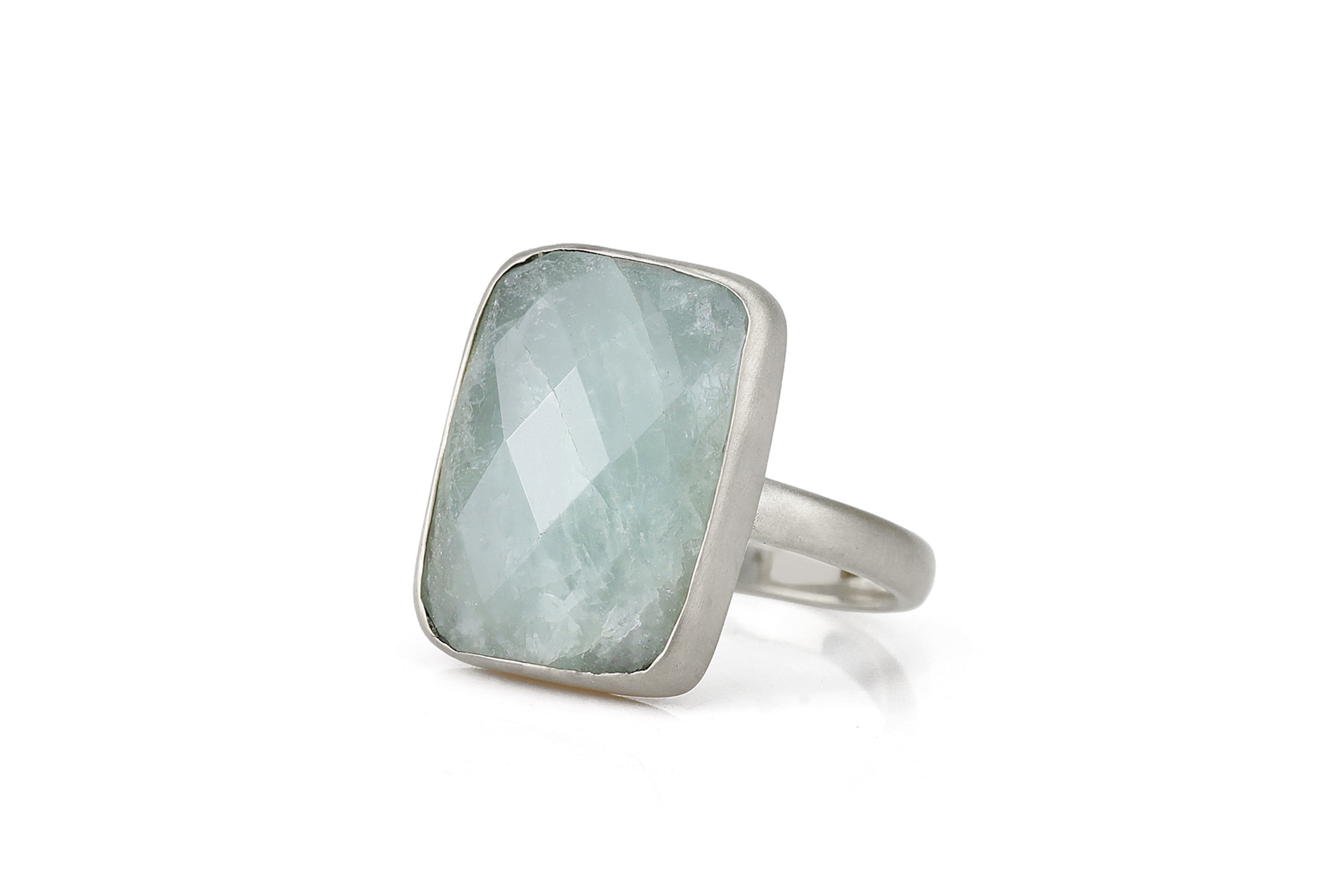 925 Sterling Silver Rectangular Aquamarine Ring Rings Anemone Limited