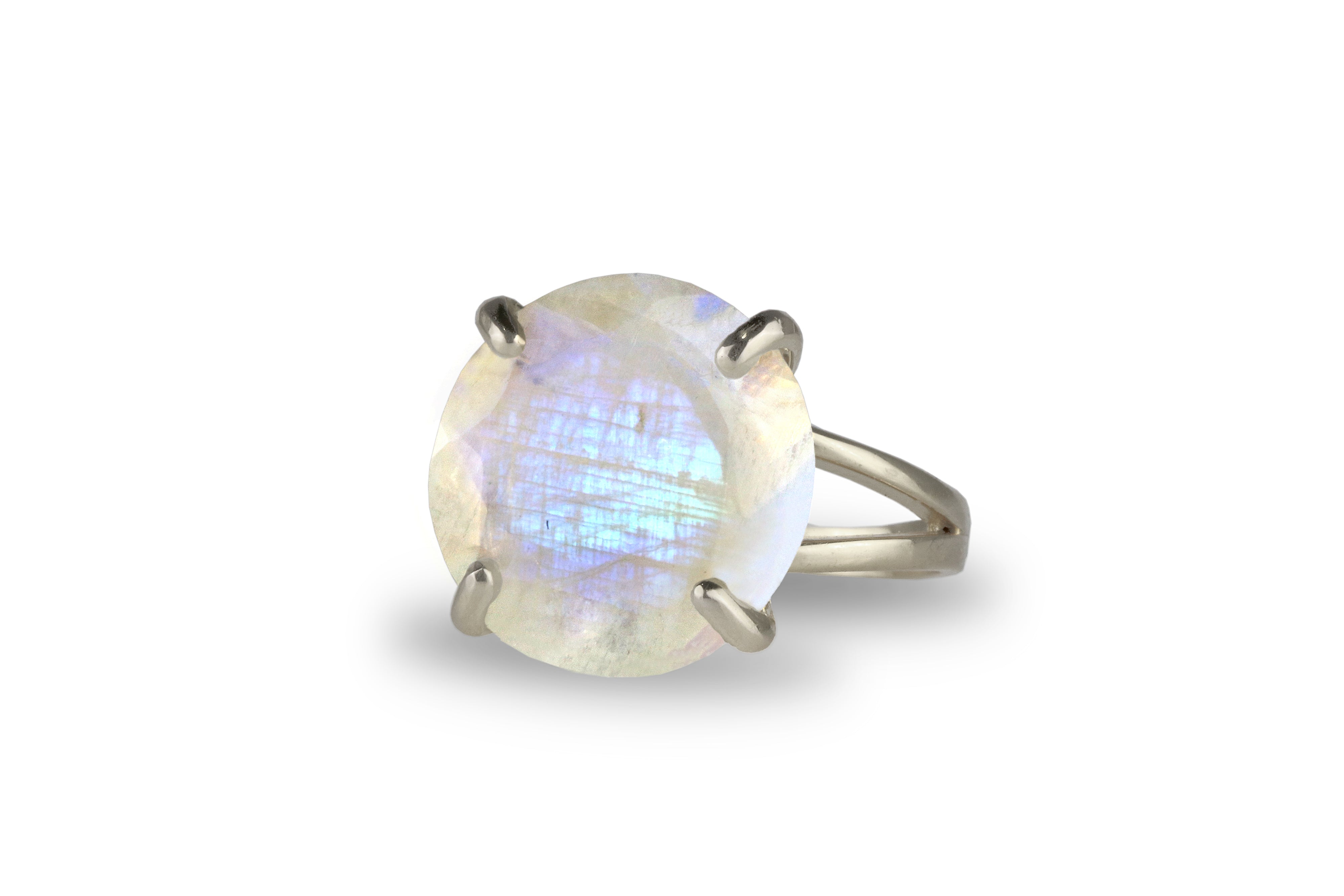 Round Moonstone Statement Ring in Gold Rings Anemone Jewelry