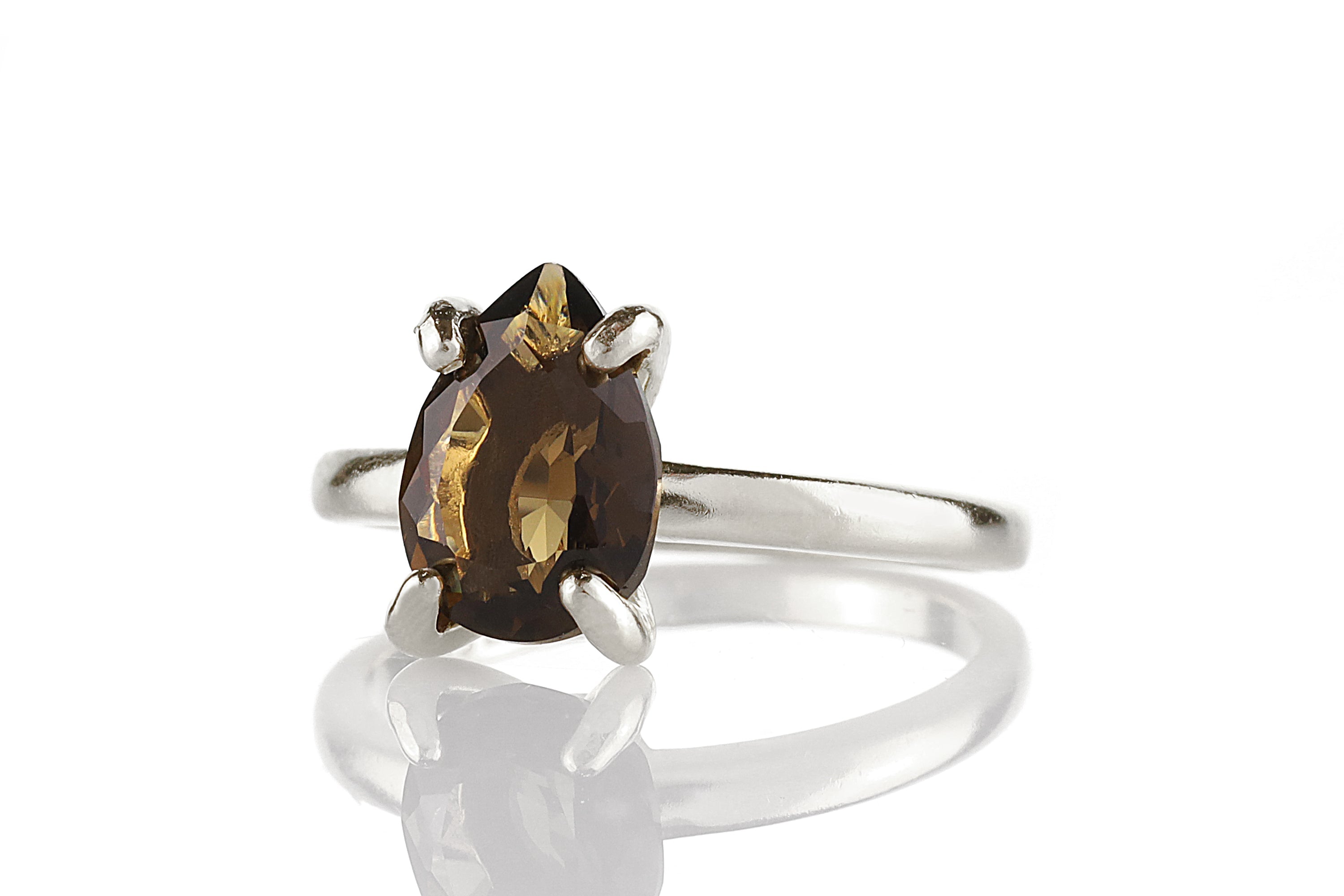 Smoky Quartz Gold Filled Solitaire Ring Rings Anemone Unique