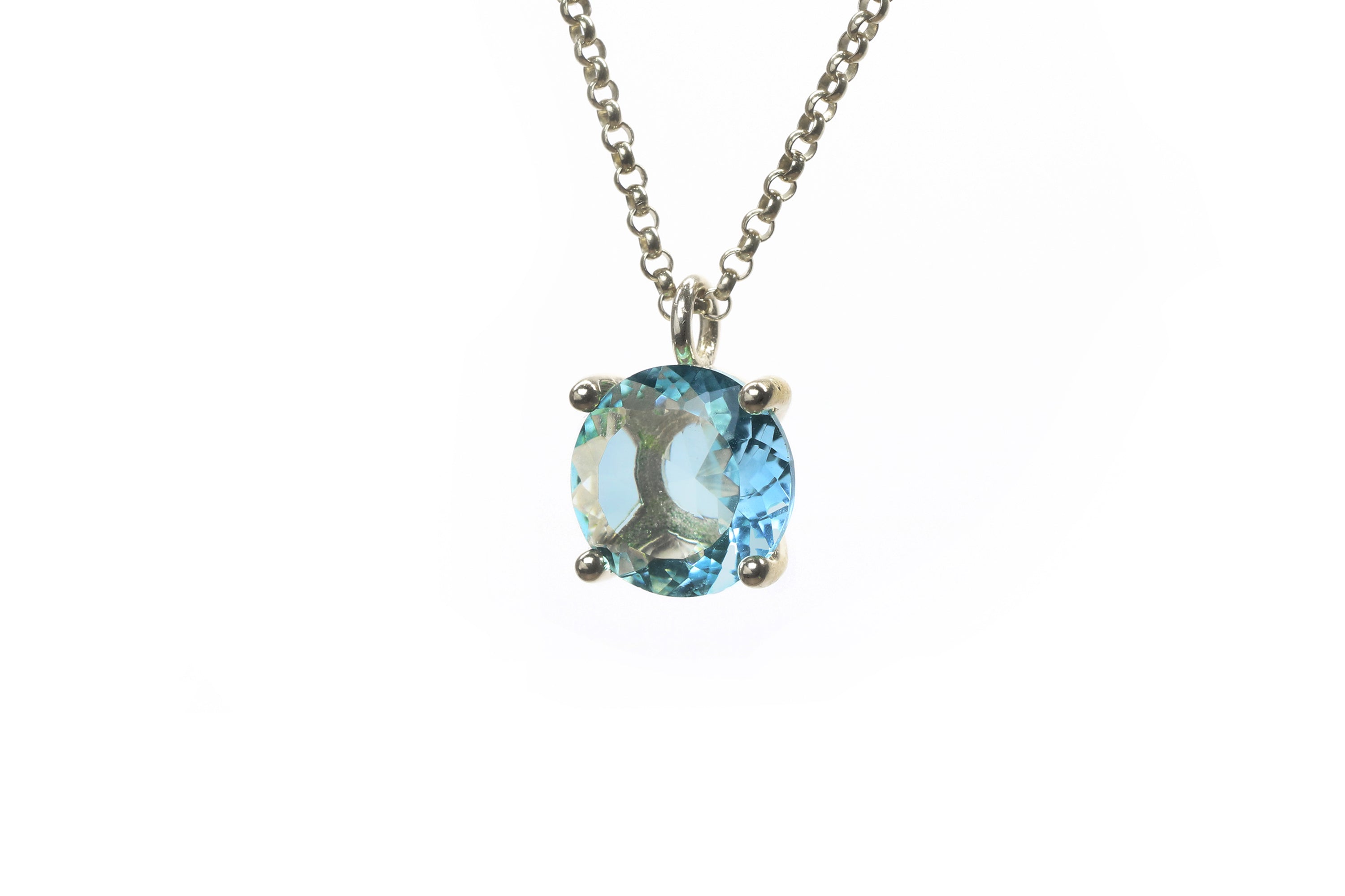 Lovely Blue Topaz Gold Pendant Necklace necklaces Anemone Unique