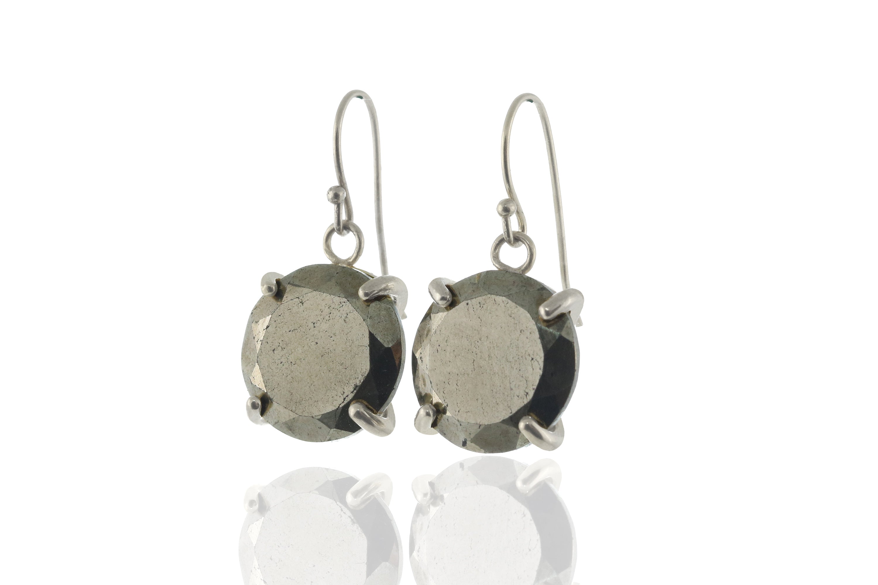Statement Pyrite Stone Earrings in Gold Earrings Anemone Jewelry
