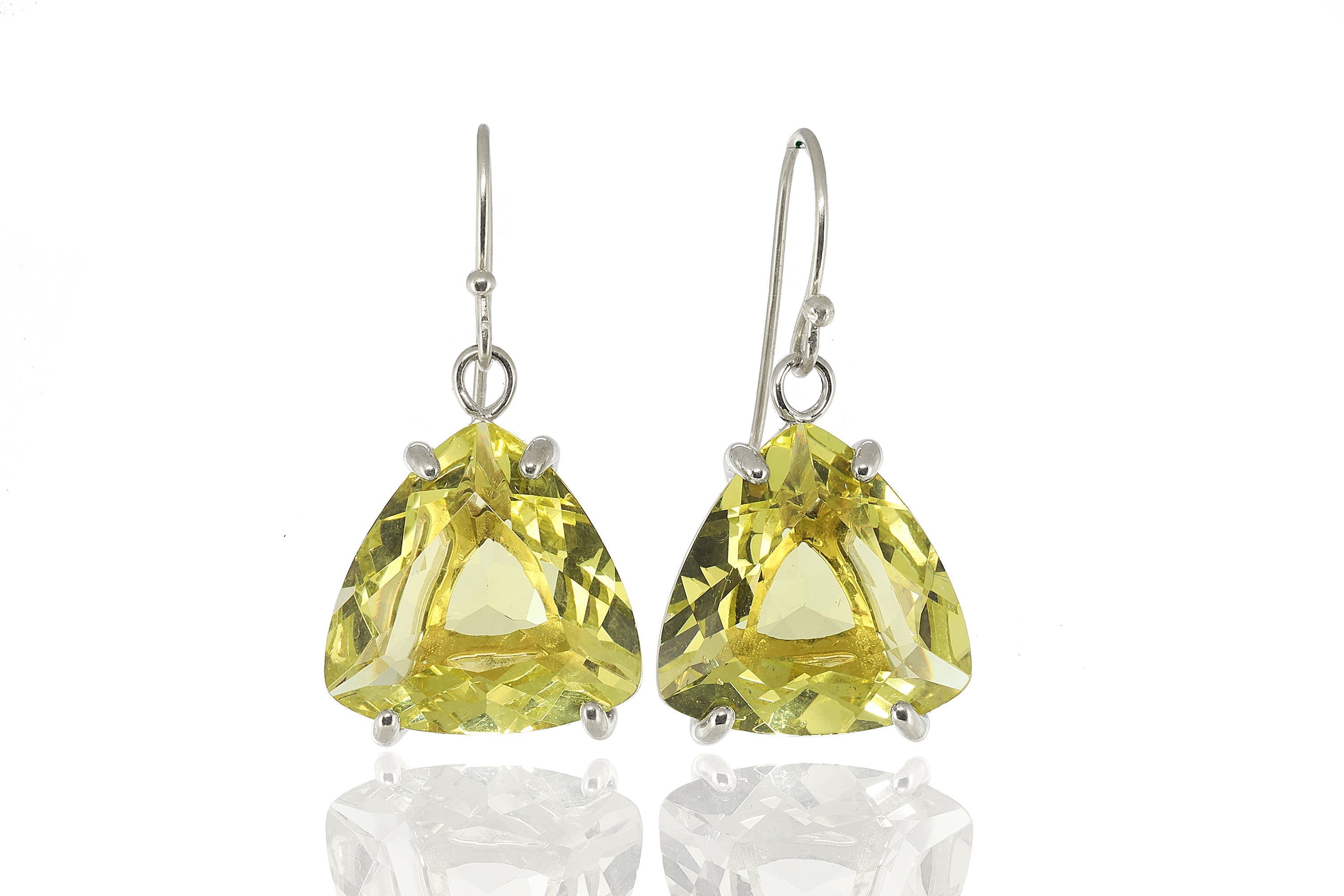 Lemon Quartz Earrings in 925 Sterling Silver Dangle Earrings Anemone Jewelry