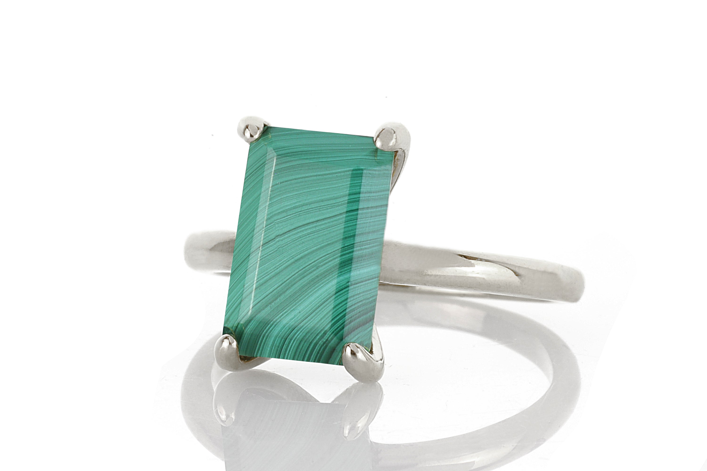 Rectangular Sterling Silver Malachite Ring Rings Anemone Unique