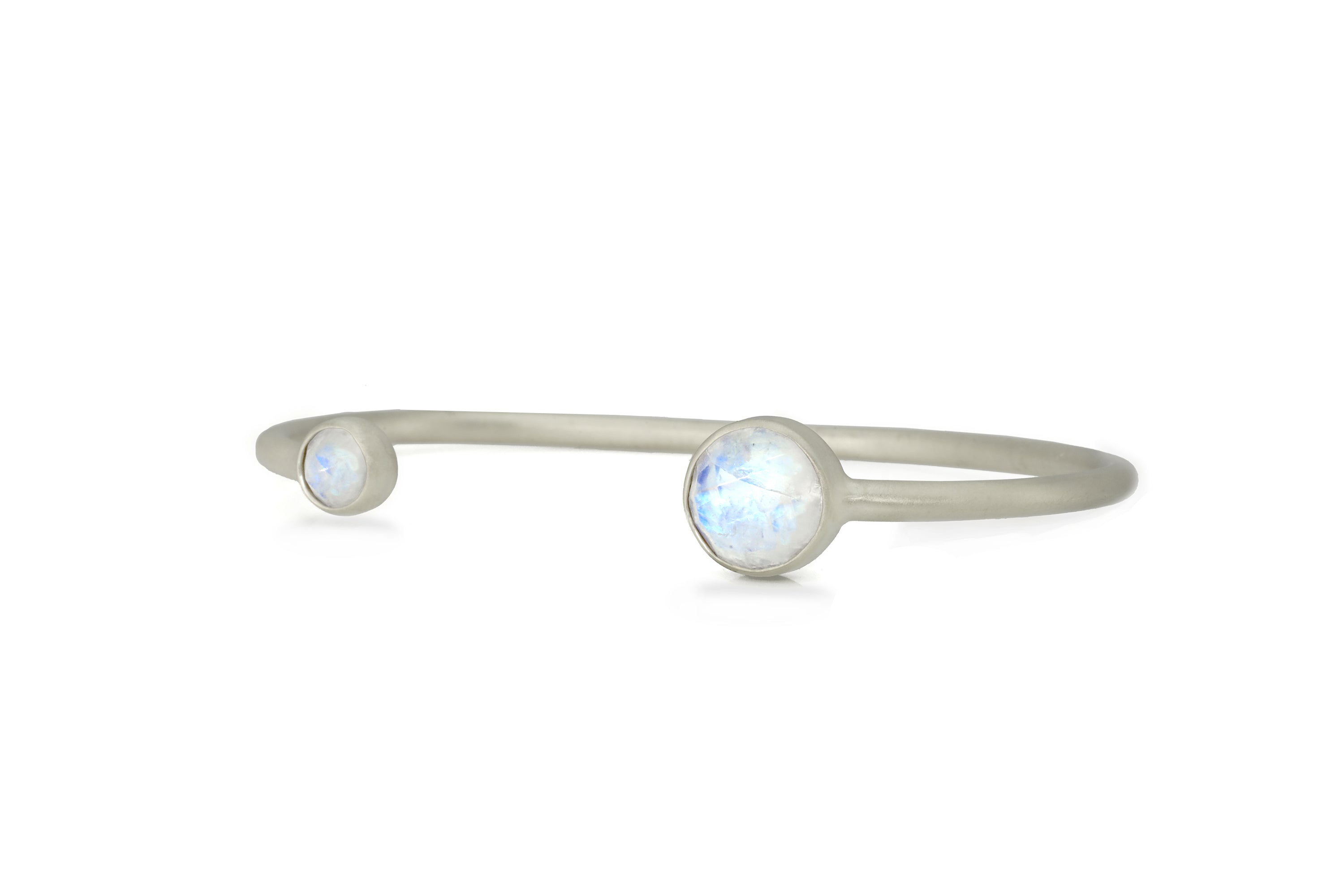 Multistone Bezel Set Rainbow Moonstone Cuff Bracelet in Gold Bracelets Anemone Limited