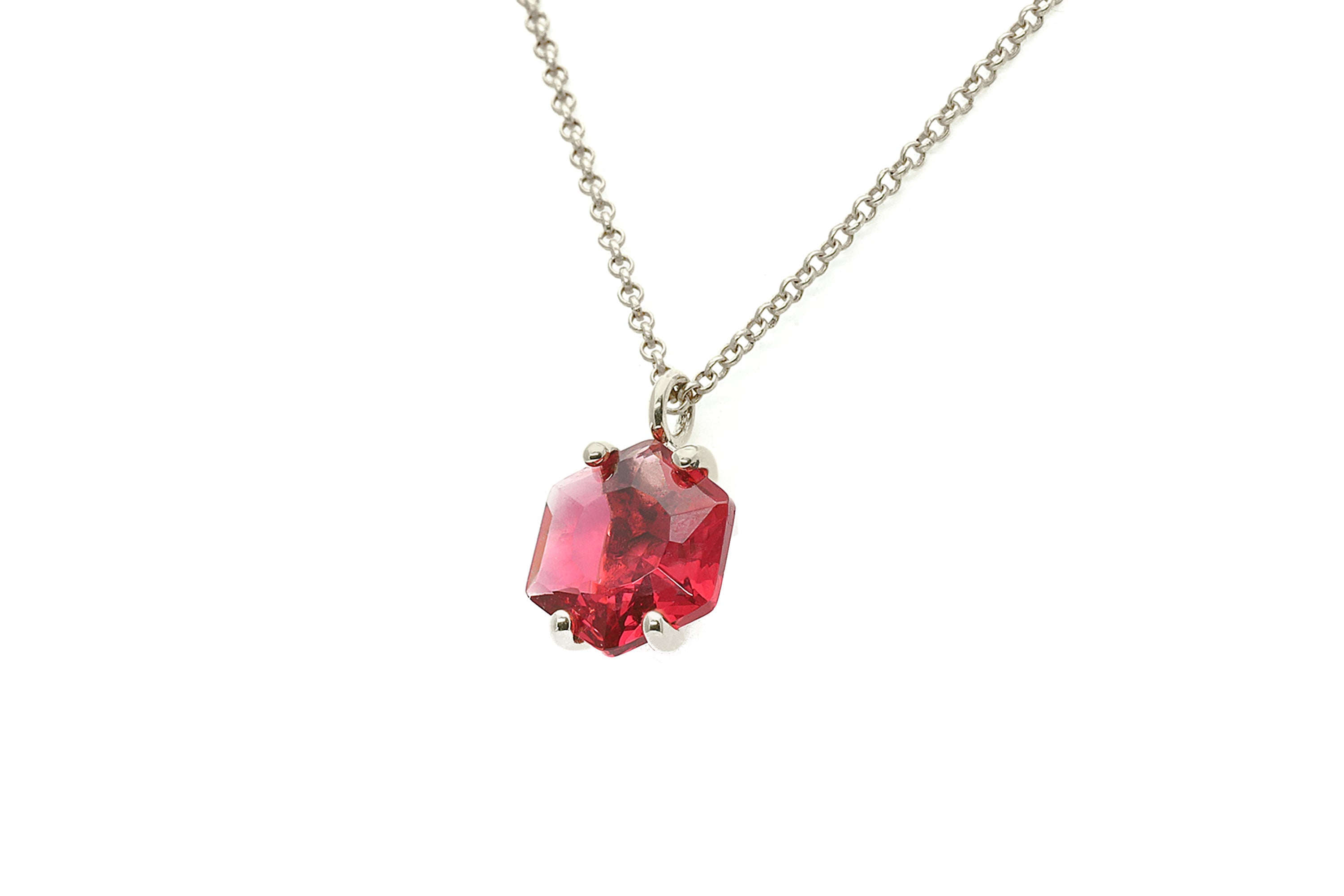 Hexagon Shape Pink Tourmaline Gold Necklace necklaces Anemone Unique