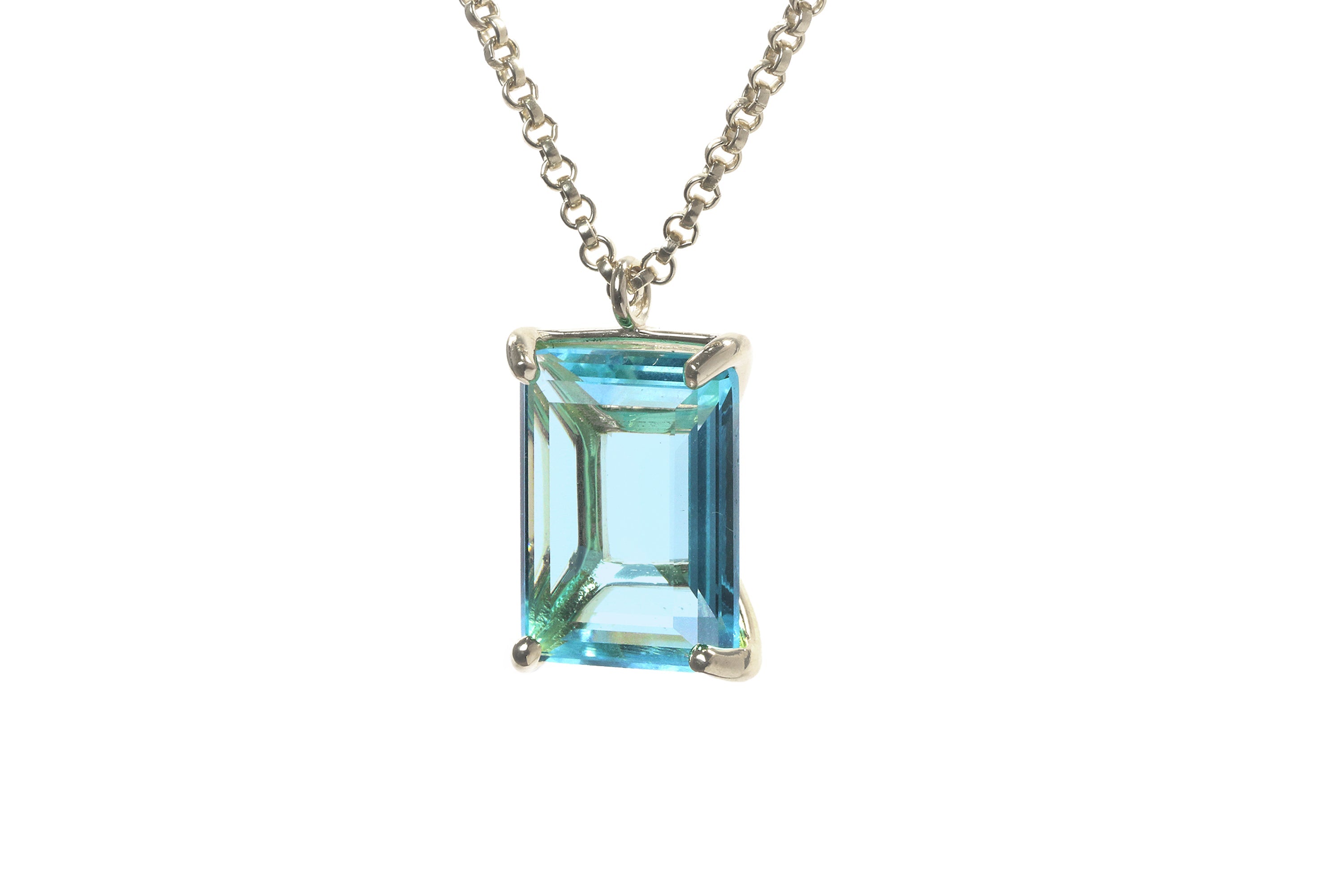 Rectangle Blue Topaz Rose Gold Necklace necklaces Anemone Jewelry