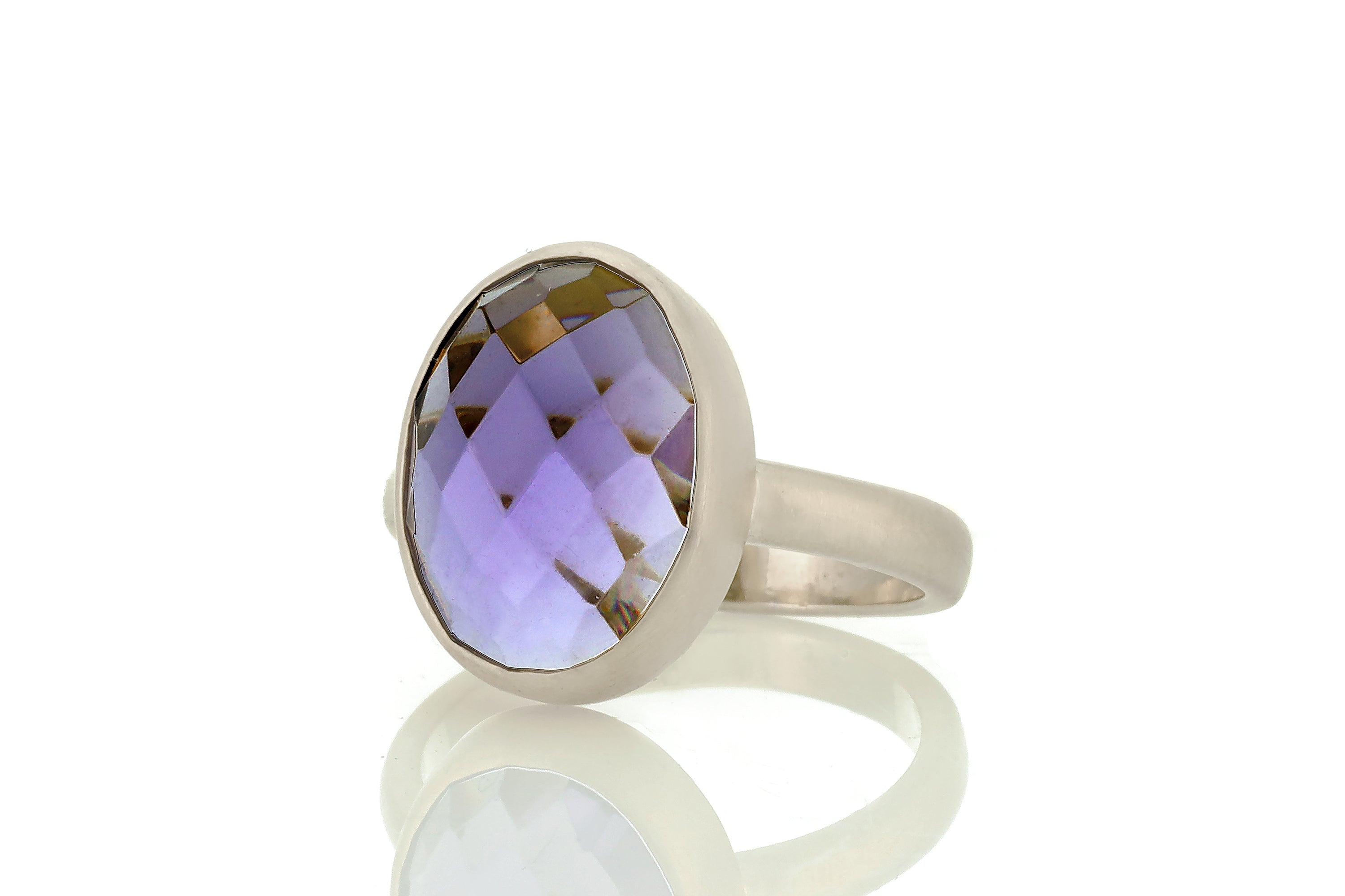 Gold Bezel Amethyst Oval Gemstone Ring Rings Anemone Limited