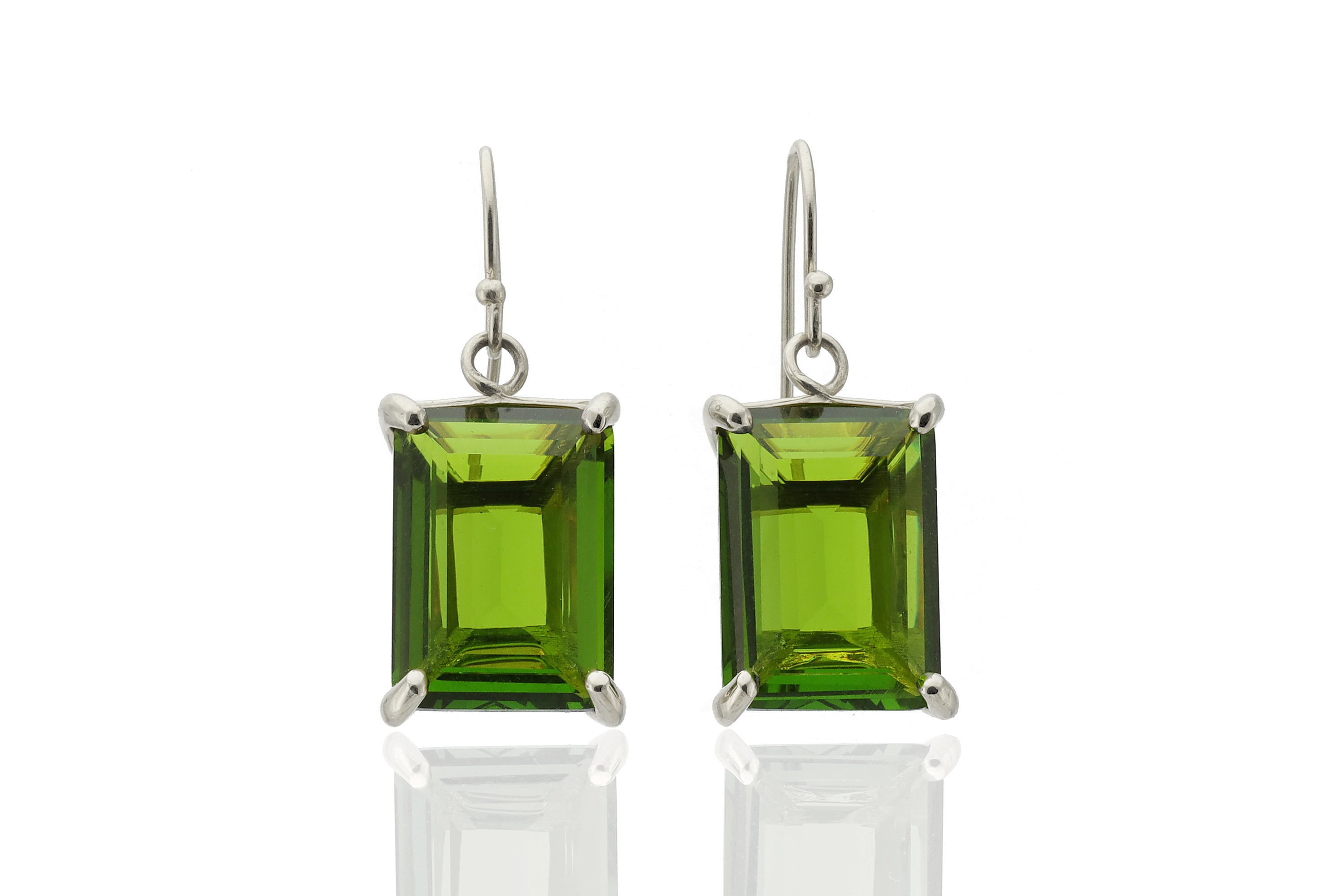 Rectangular Peridot Dangle Gold Statement Earrings Earrings Anemone Jewelry