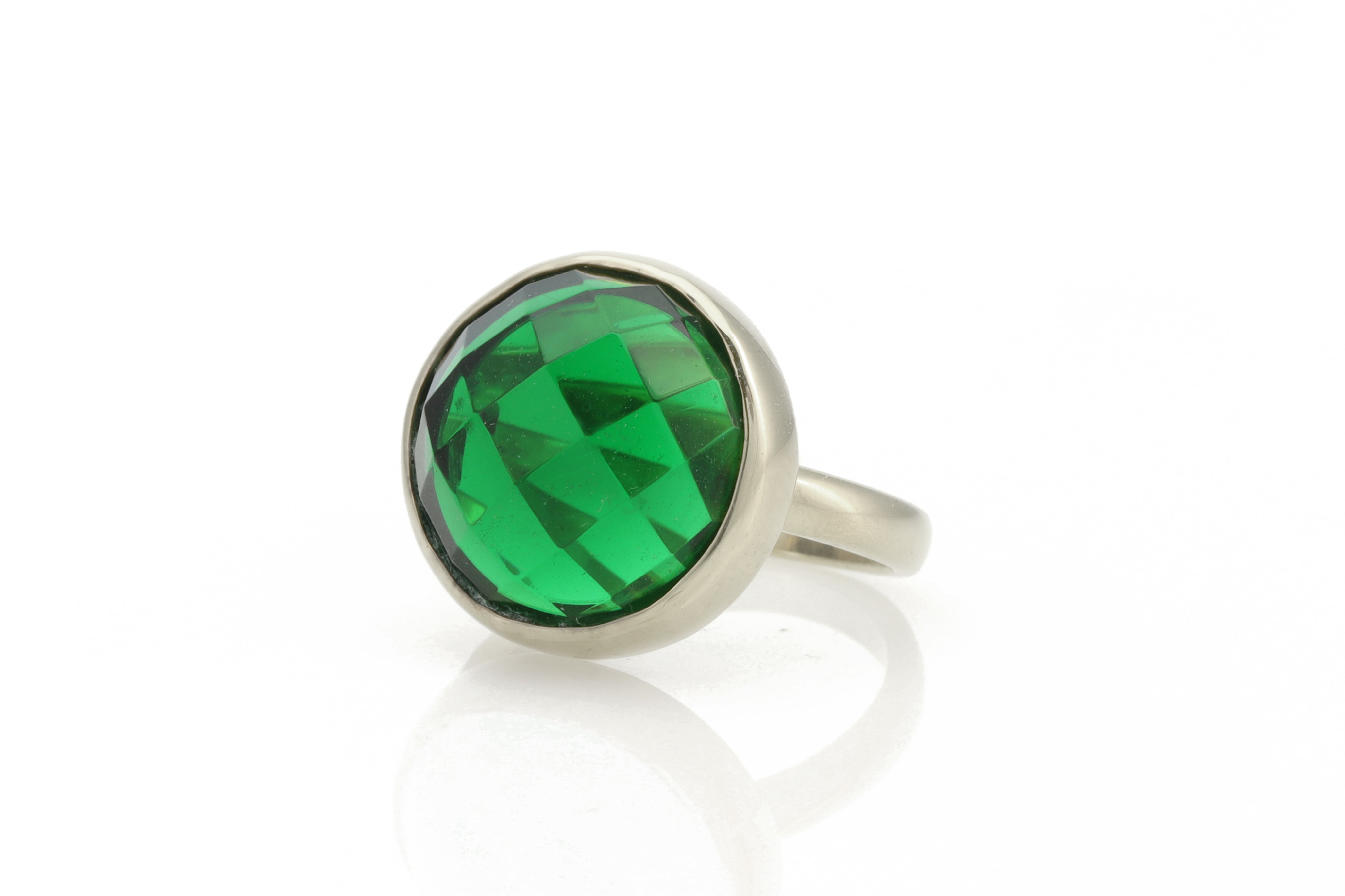Big Statement Emerald Gemstone Gold Bezel Set Ring Rings Anemone Limited