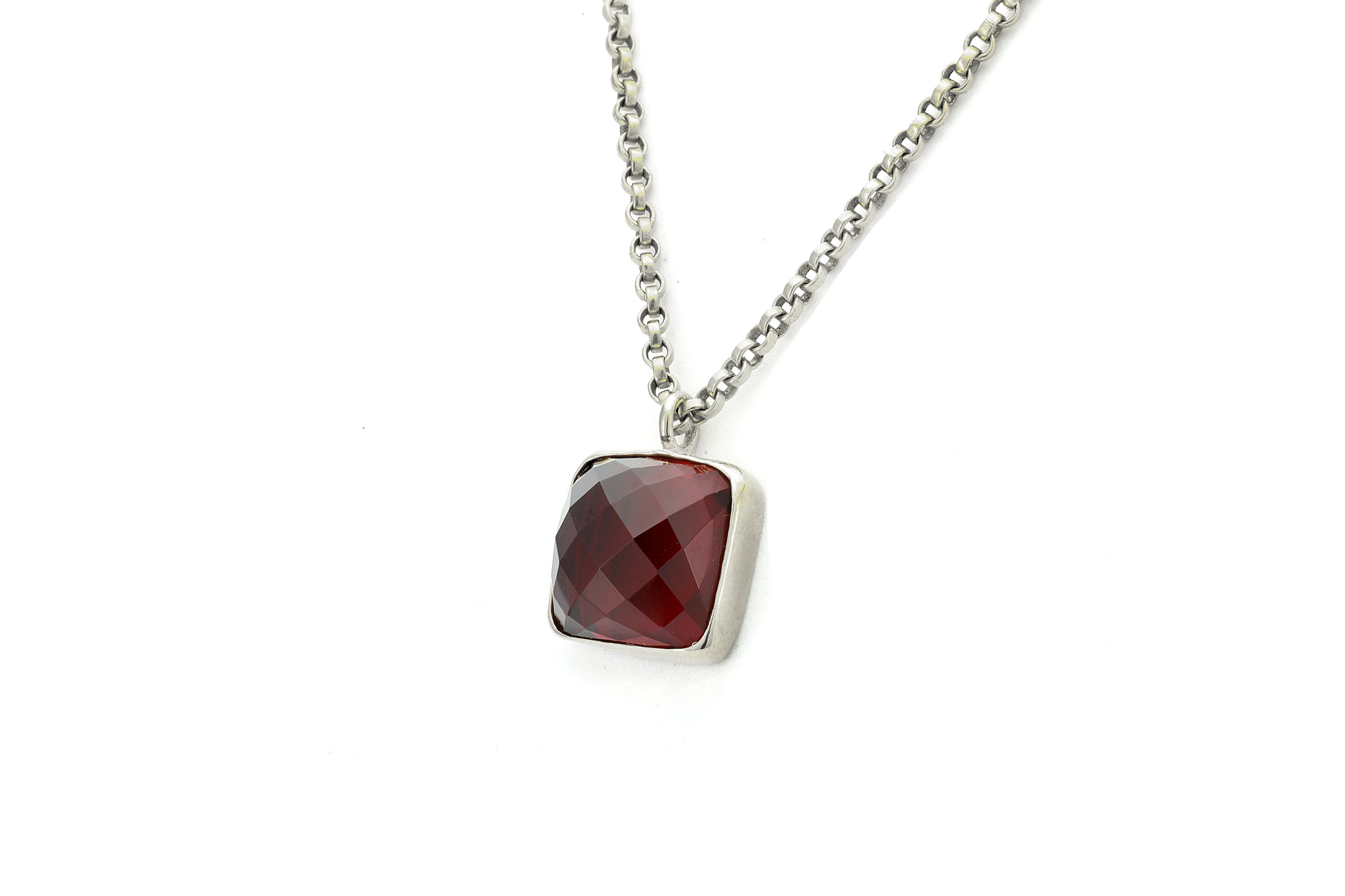 Bezel Set Garnet Pendant Necklace in Gold Filled necklaces Anemone Limited