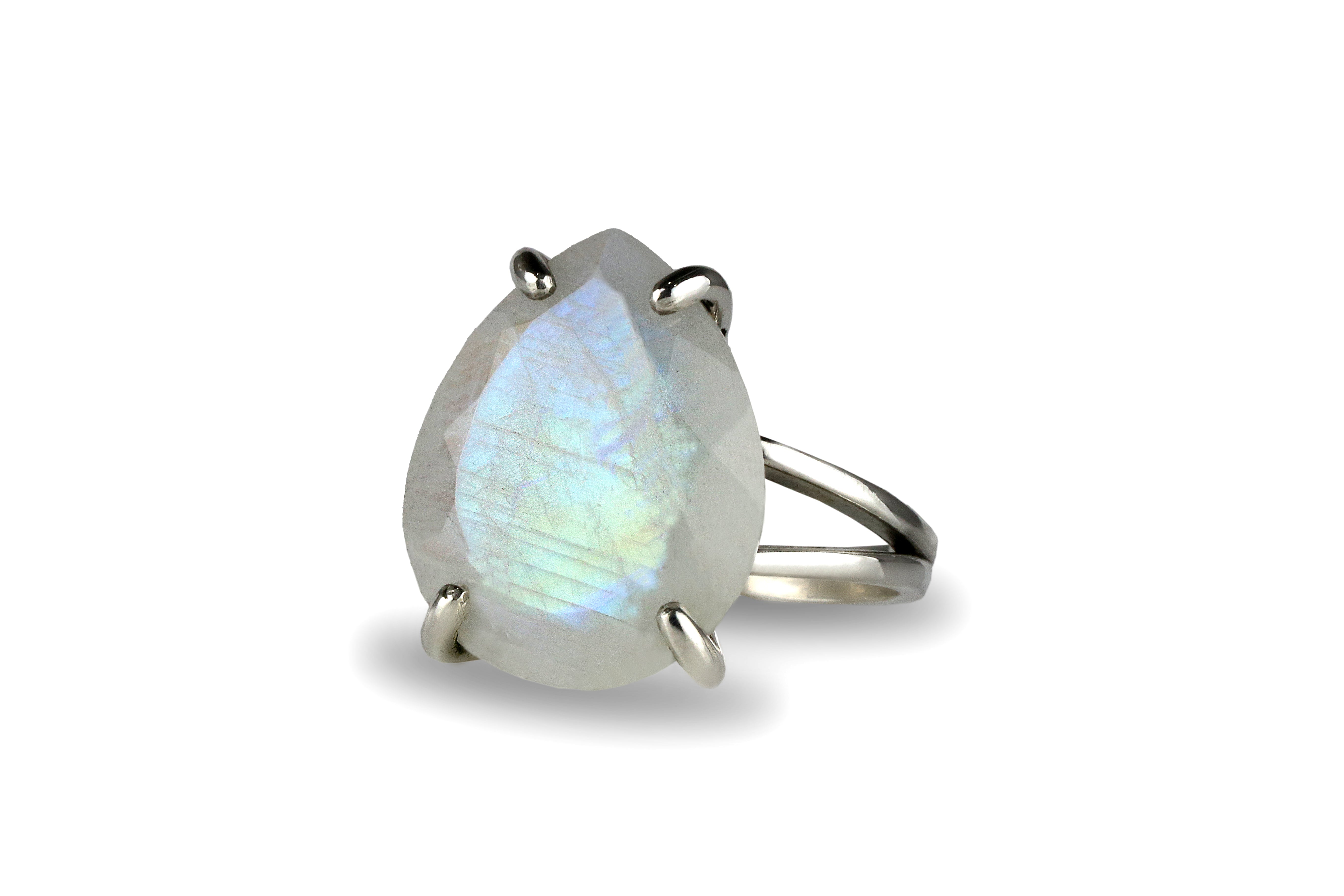 Luminescent Moonstone 925 Sterling Silver Ring Rings Anemone Jewelry
