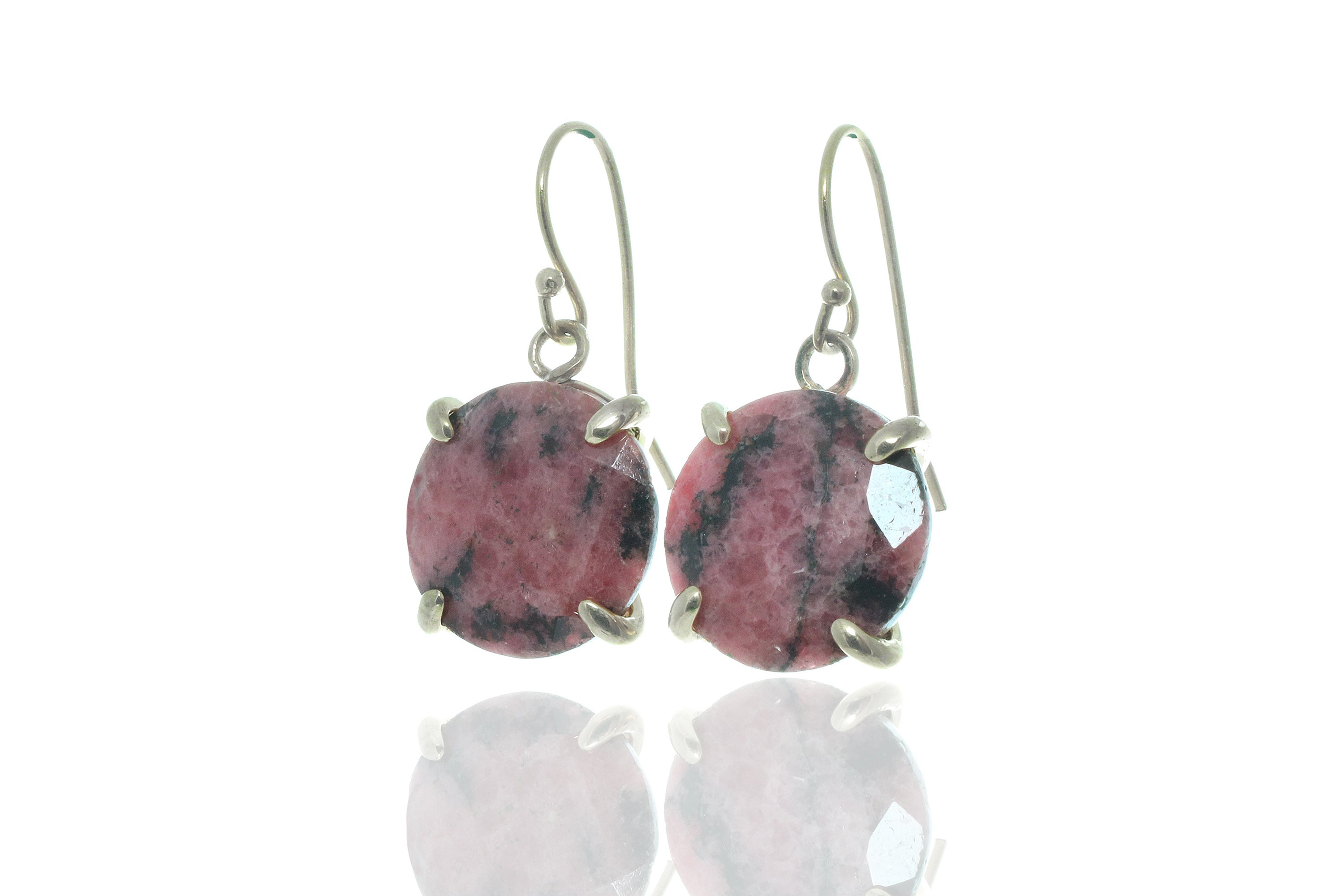 Statement Rhodonite Crystal Gold Earrings Earrings Anemone Jewelry