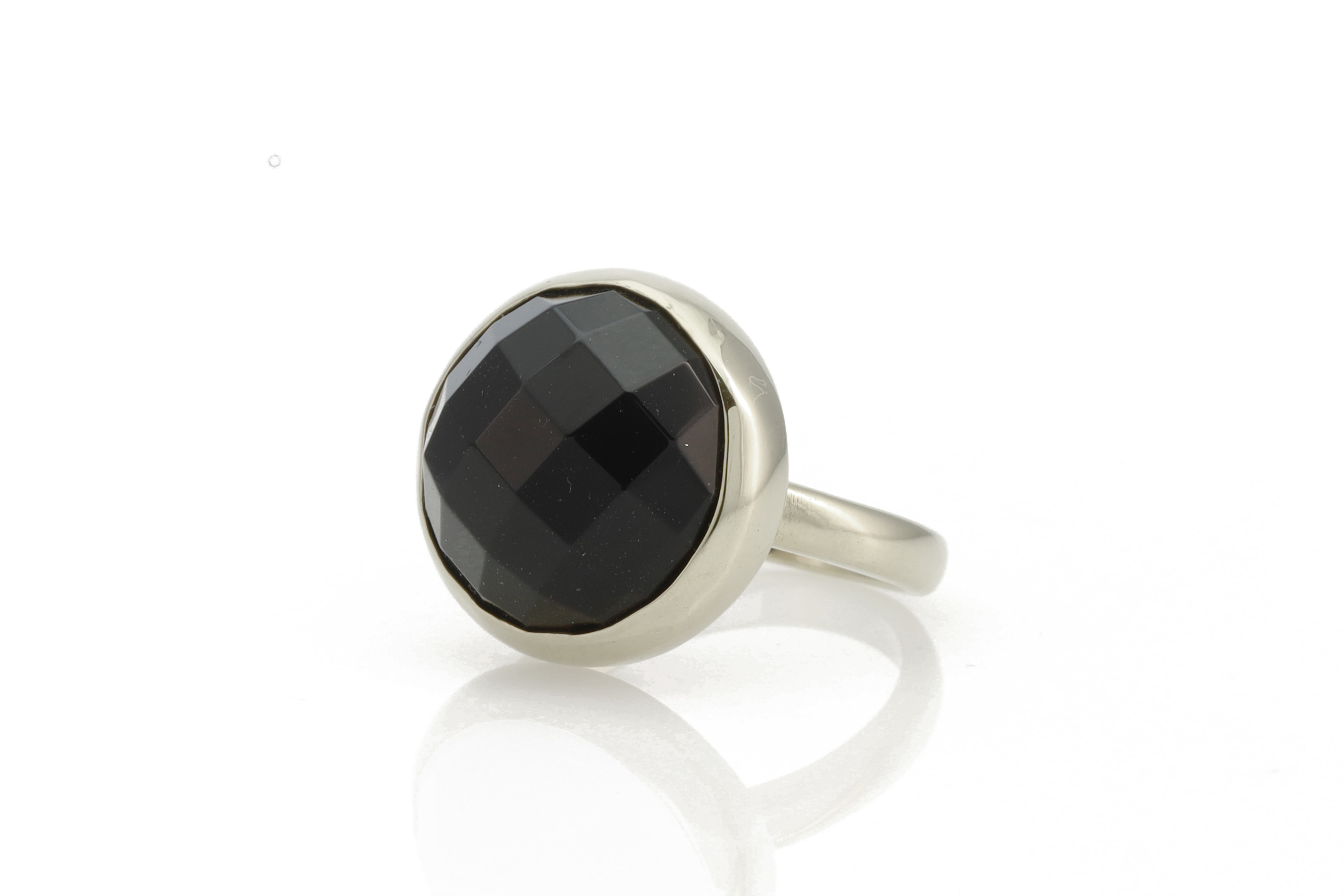 Semiprecious Black Onyx Bezel Set Sterling Silver Ring Rings Anemone Limited