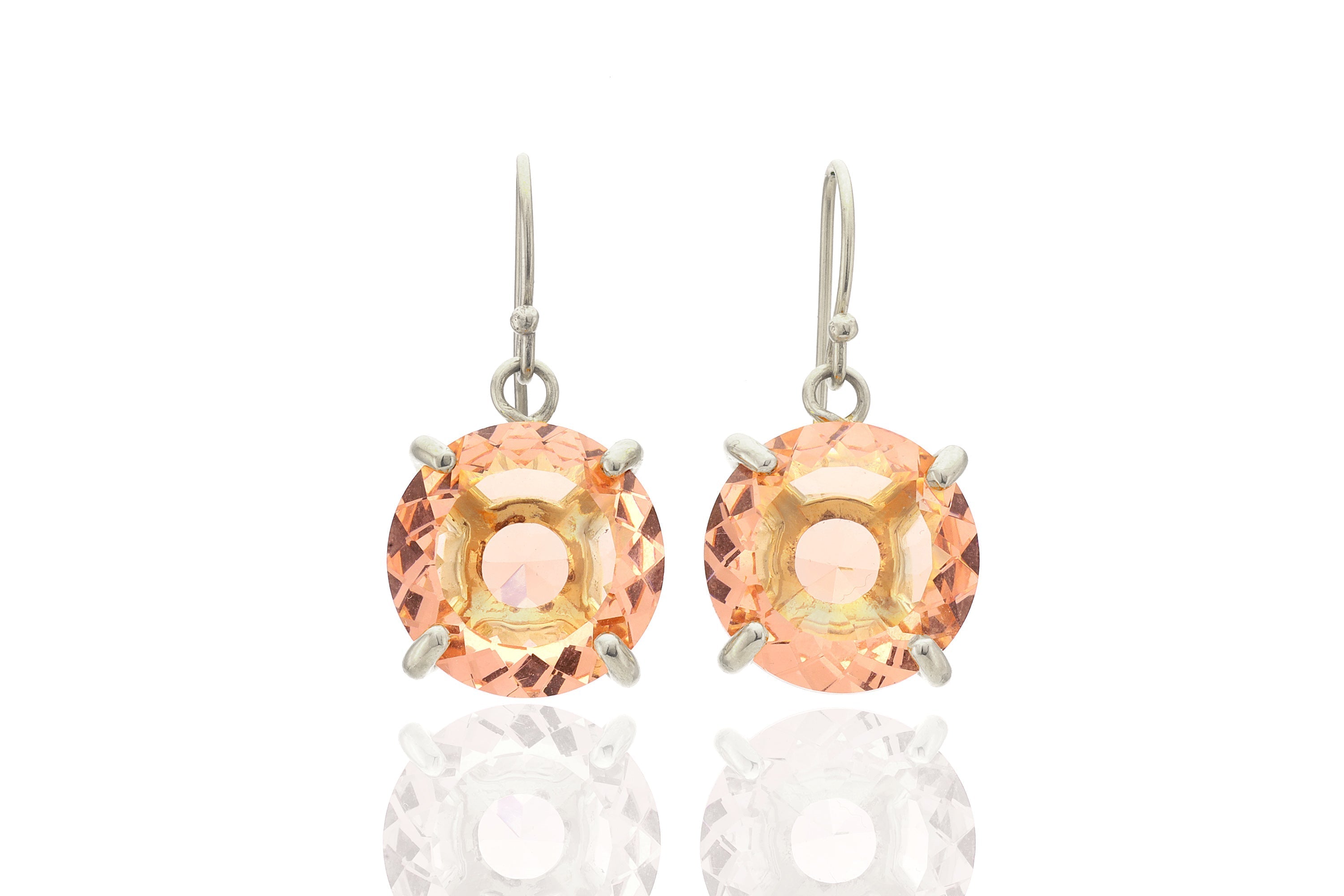 Round Cut Morganite Gemstone Earrings in Gold Earrings Anemone Jewelry