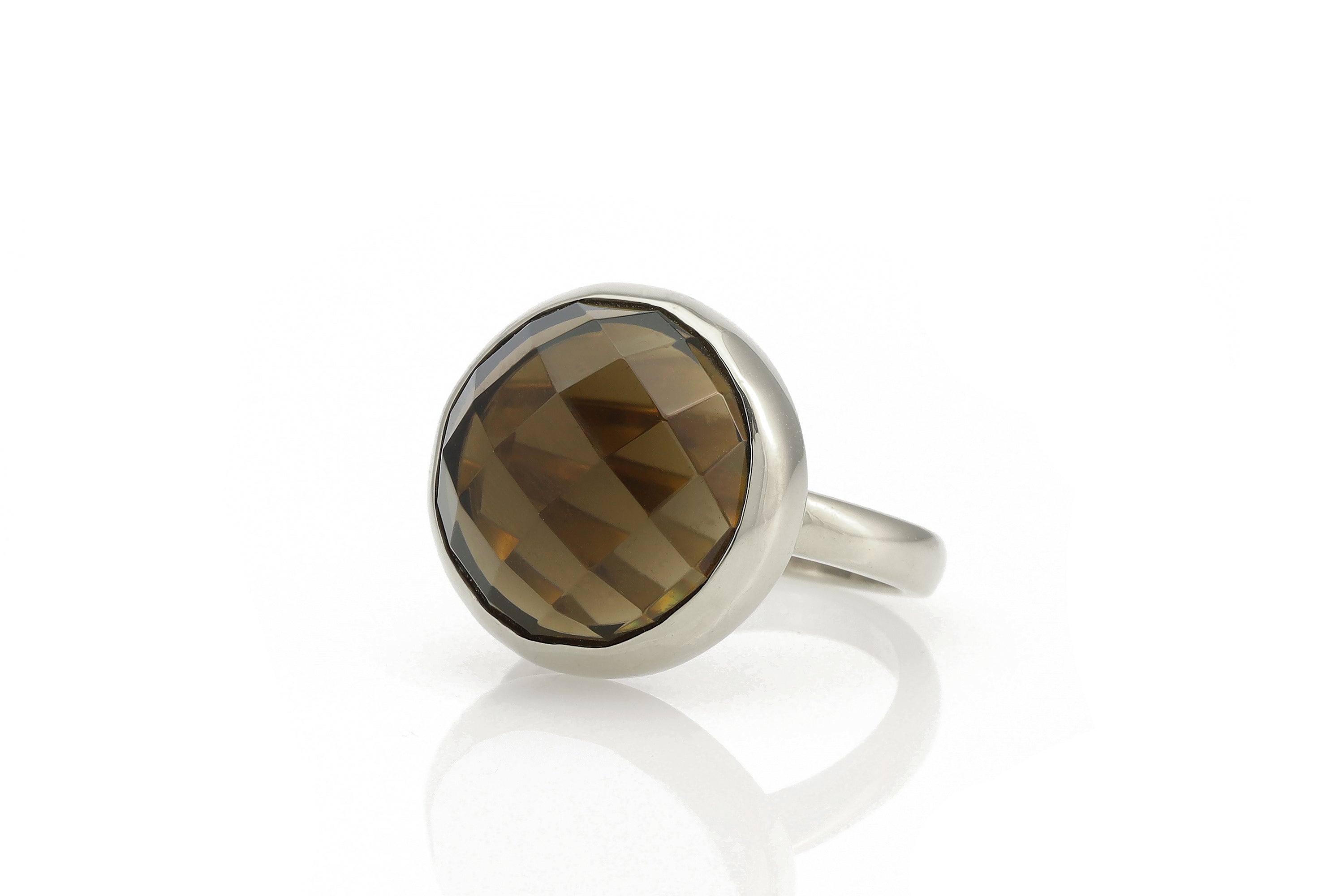 Decorative Gold Smoky Quartz Crystal Bezel Ring Rings Anemone Limited