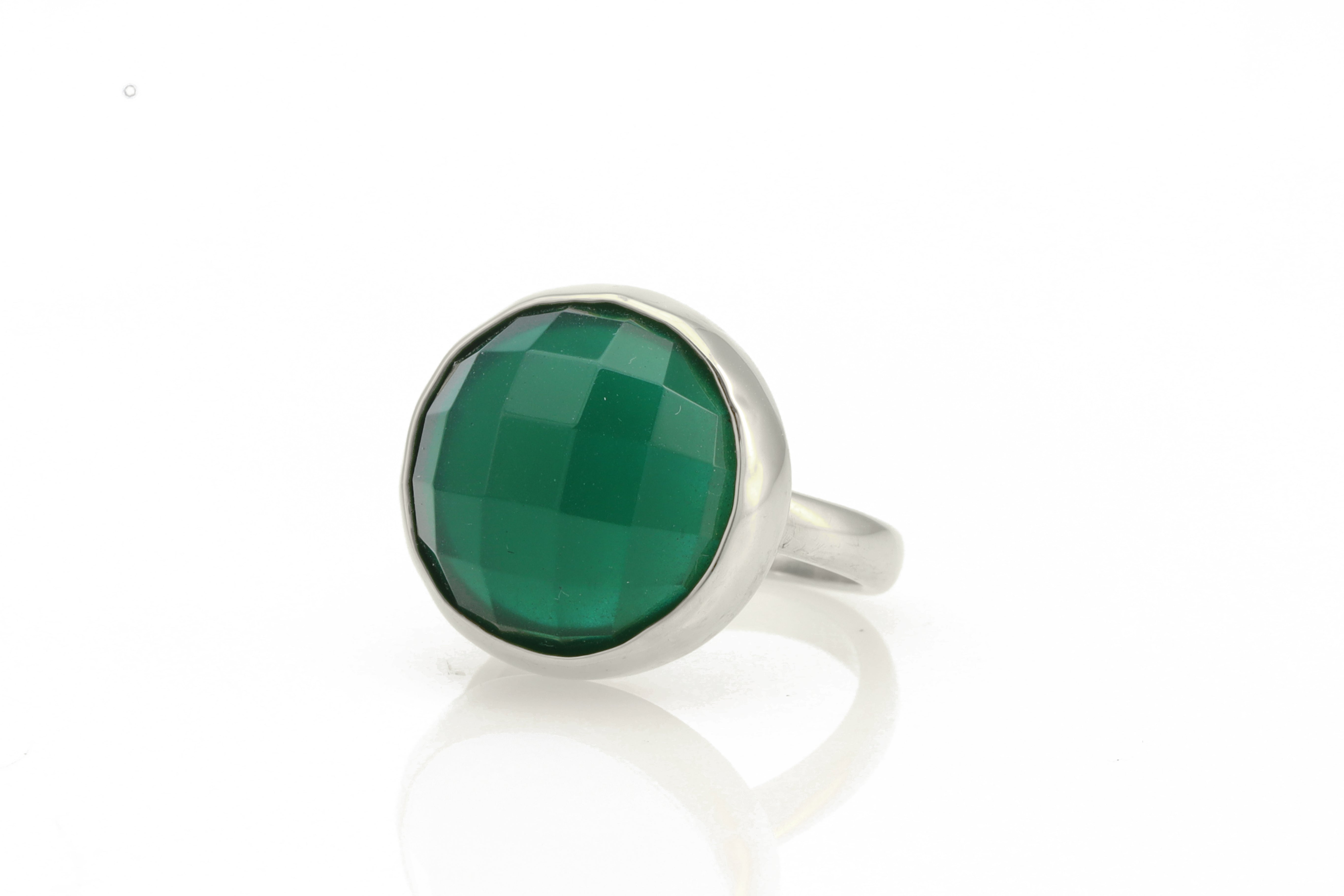 Semiprecious Green Onyx 14k Gold Bezel Set Ring Rings Anemone Limited