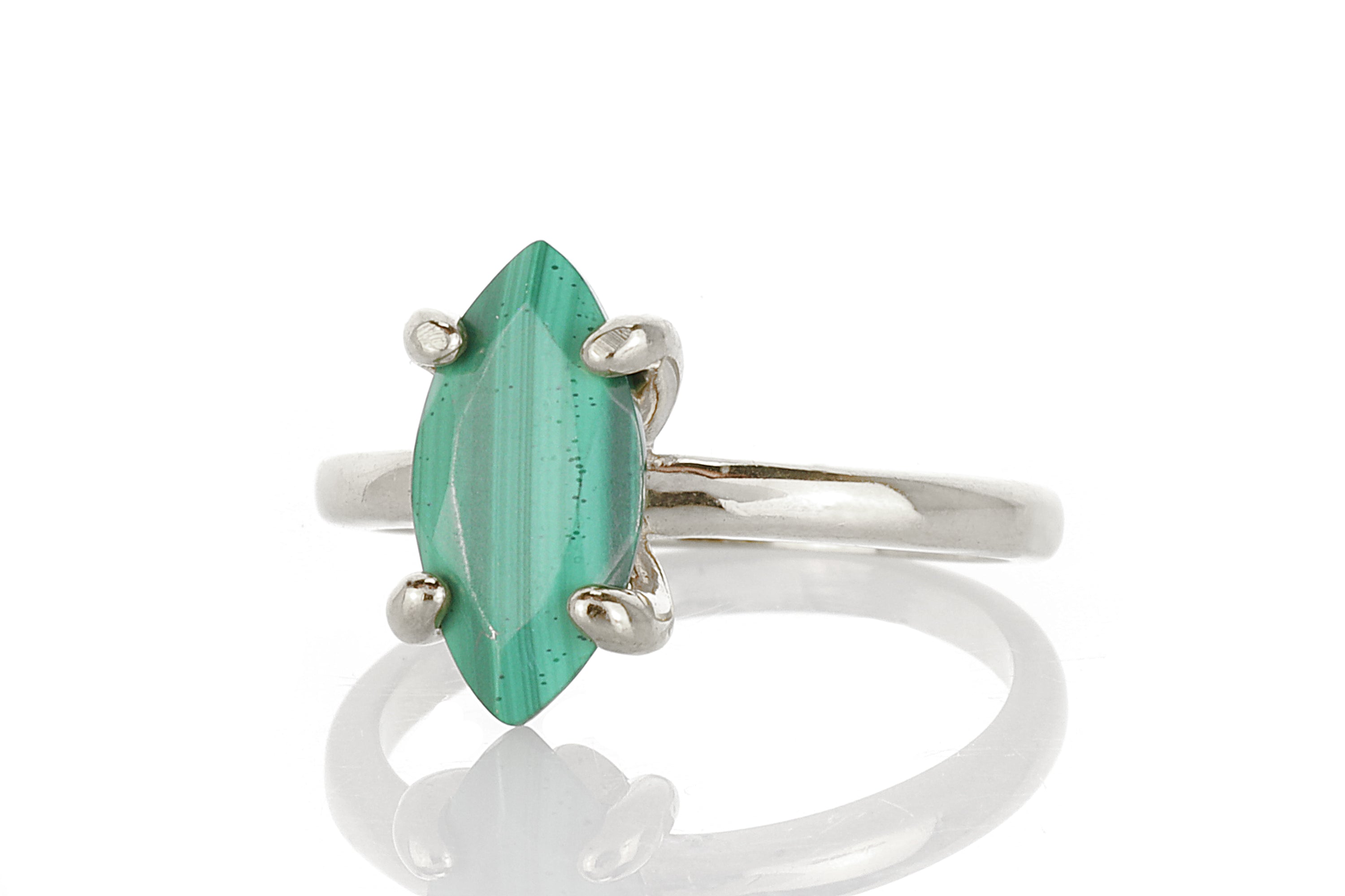 Malachite Ring in 925 Sterling Silver Rings Anemone Unique