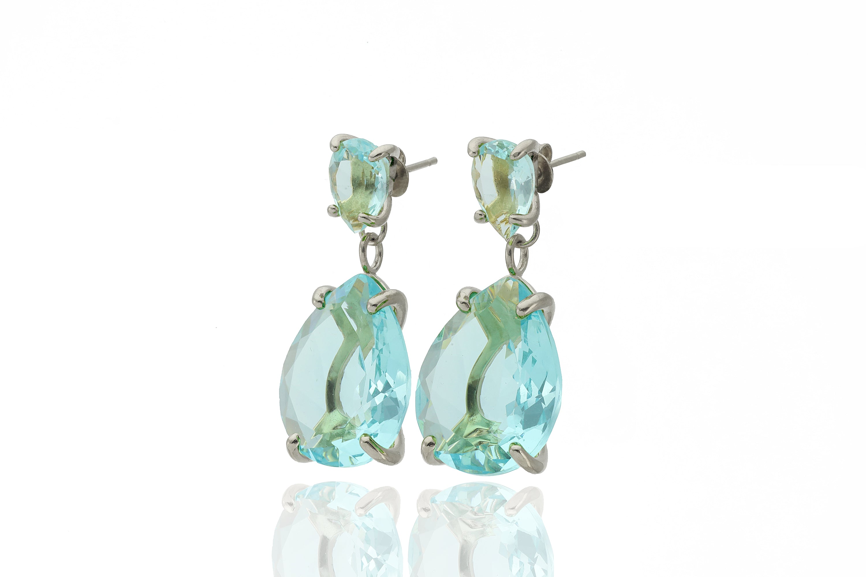 Blue Topaz Gold Pear Earrings Earrings Anemone Jewelry