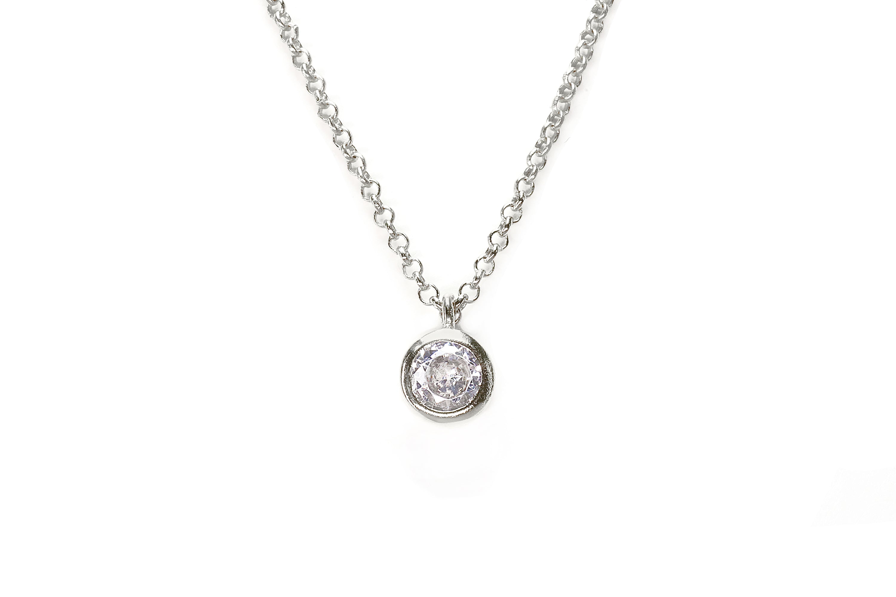 Round Circular Cubic Zirconia Pendant Necklace in 14k Gold necklaces Anemone Unique