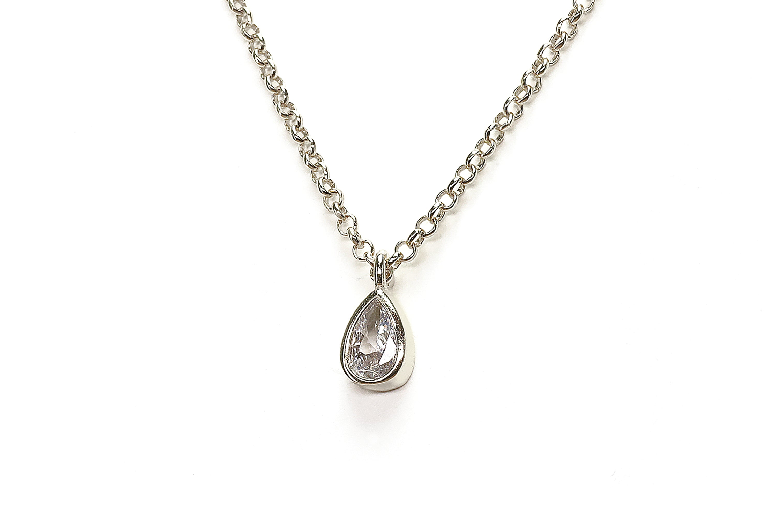 CZ Pear Charm Pendant in 14k Gold Necklace necklaces Anemone Unique