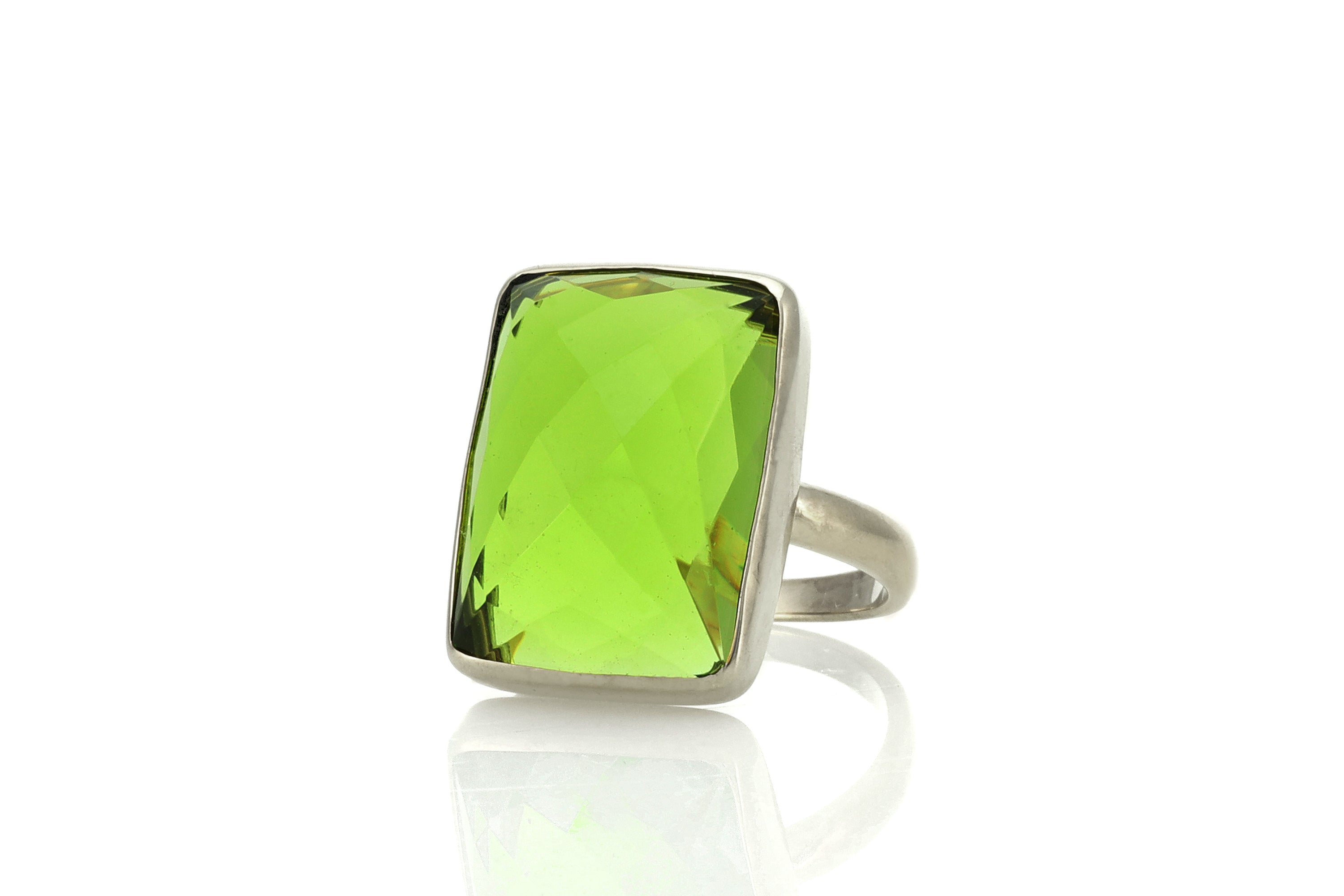 Bezel Set Rectangle Peridot Gold Filled Ring Rings Anemone Limited