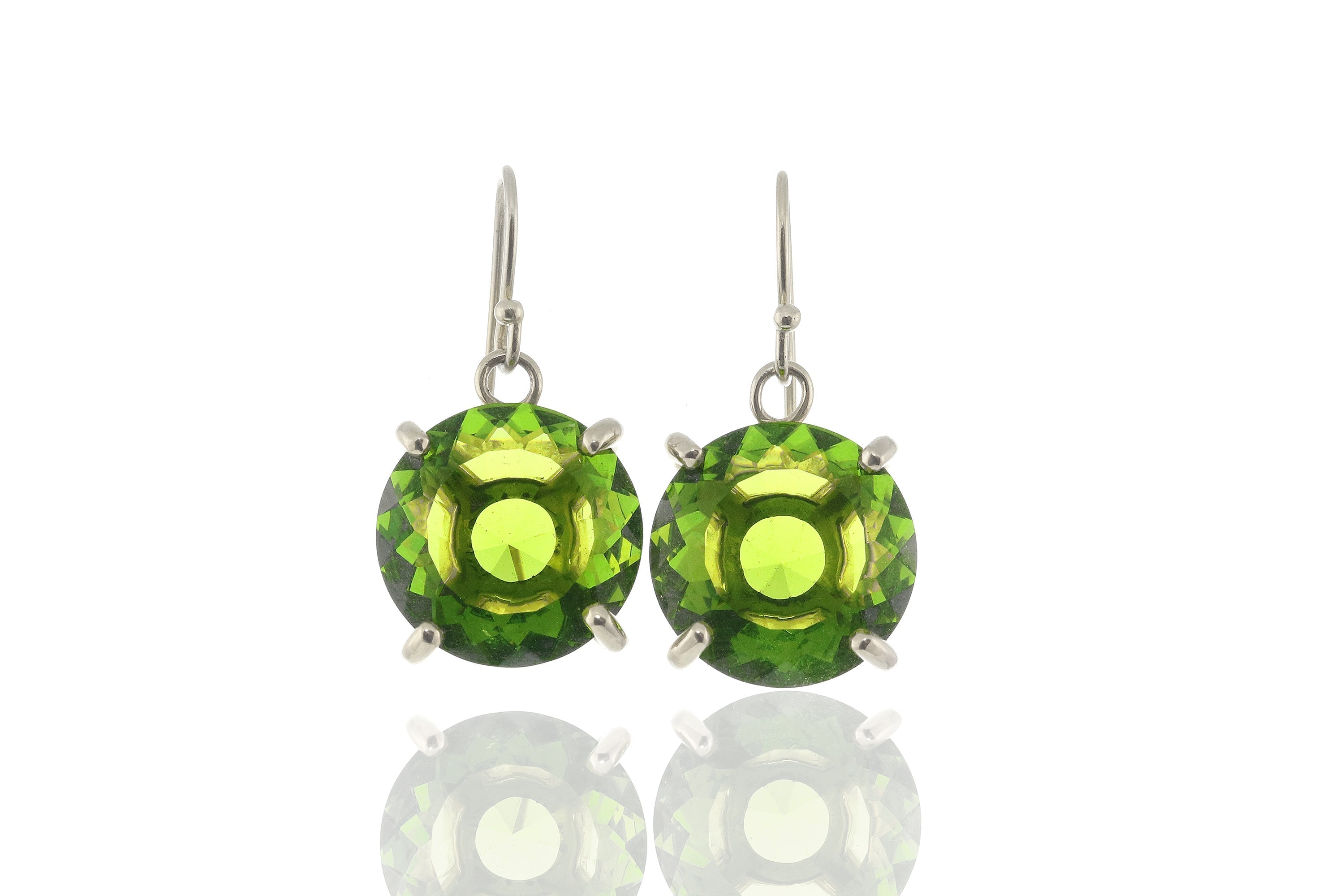 Vibrant Peridot Dangling Earrings in Gold Earrings Anemone Jewelry
