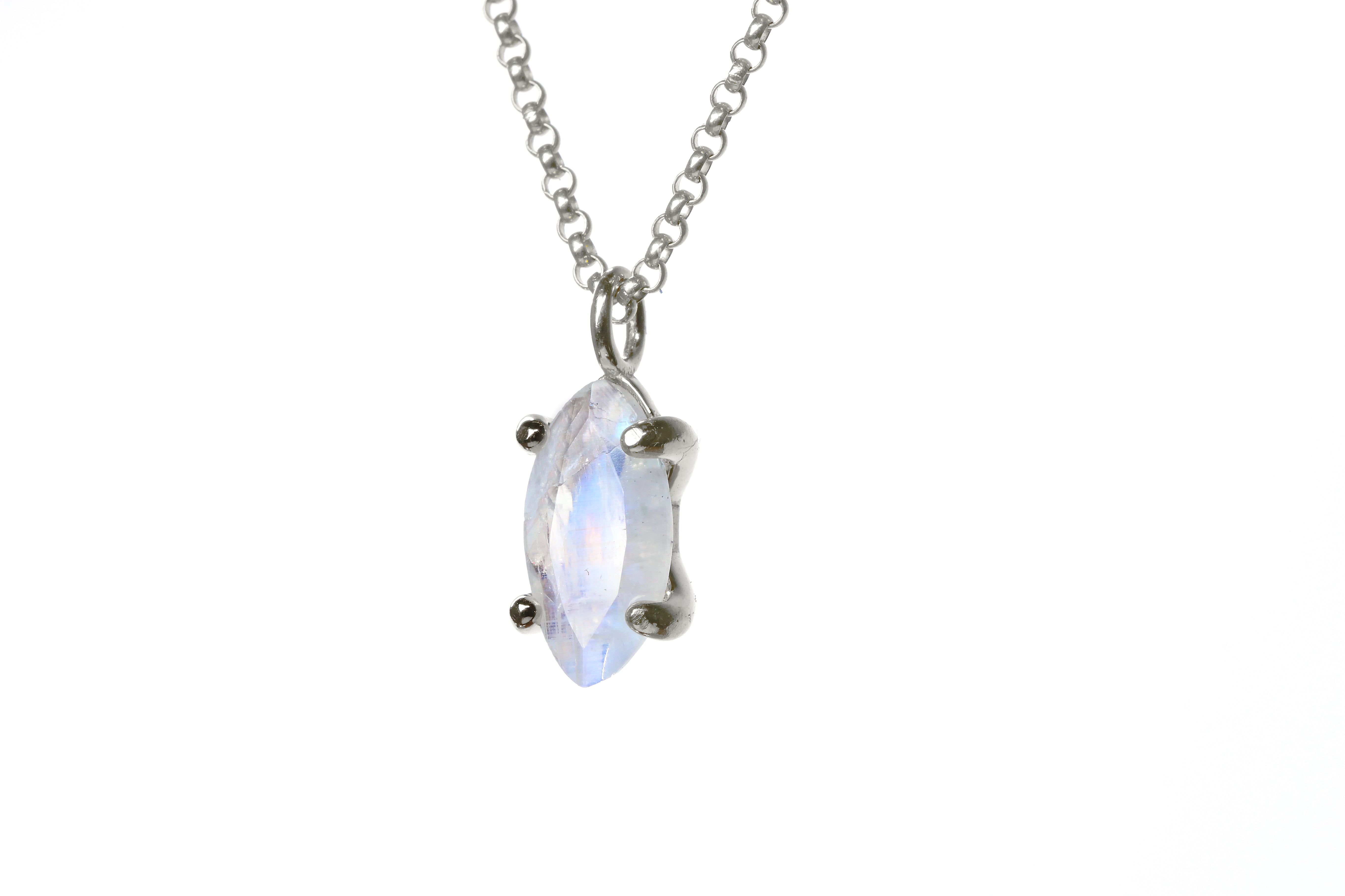 Gold Filled Rainbow Moonstone Marquise Pendant Necklace necklaces Anemone Unique