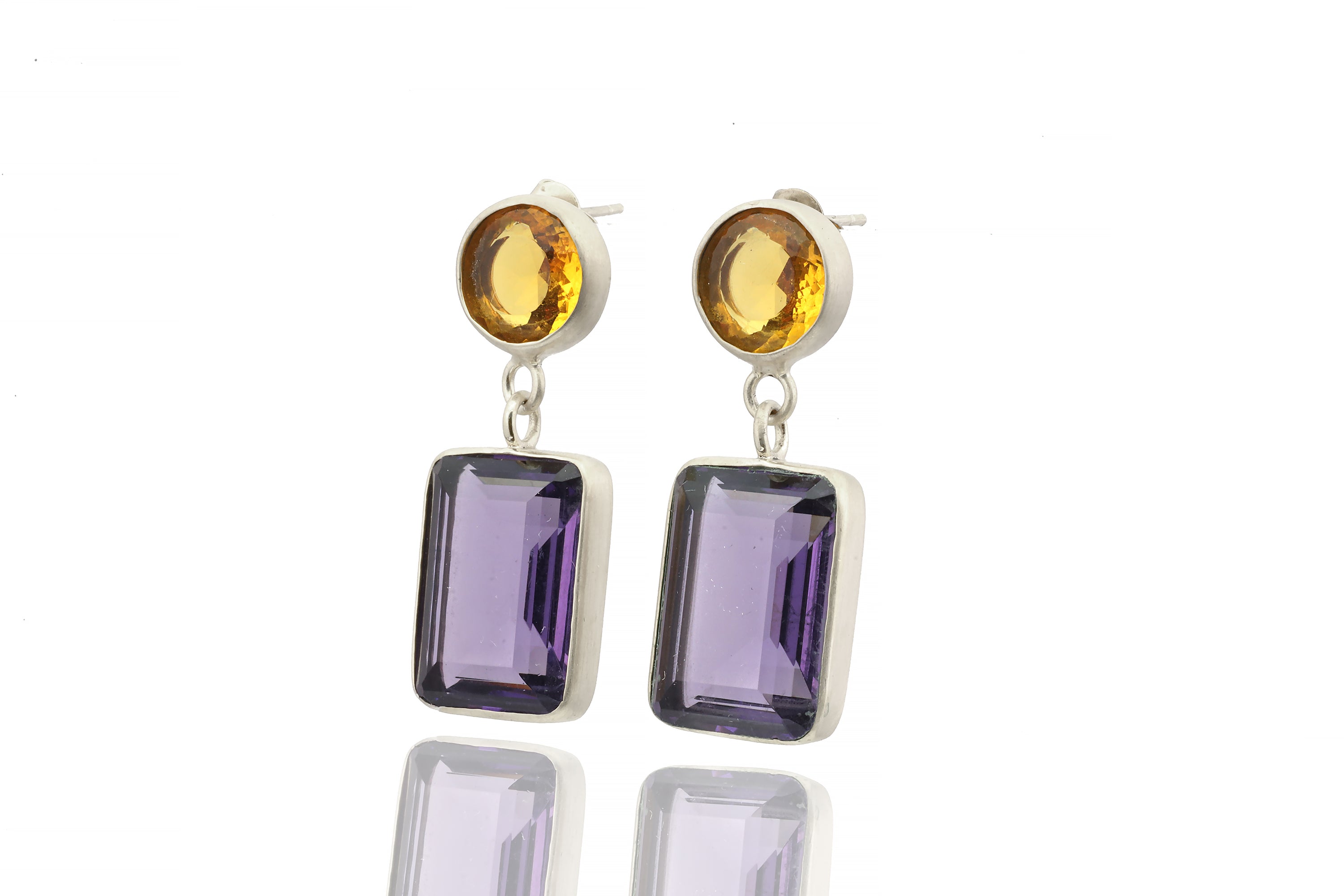 Citrine & Amethyst Multi-Stone 18k Gold Earrings Earrings Anemone Limited