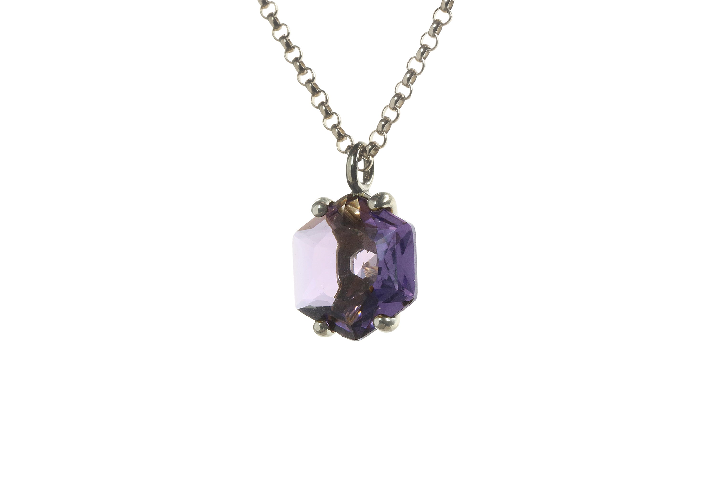 Hexagon Amethyst Pendant Necklace in Gold necklaces Anemone Unique