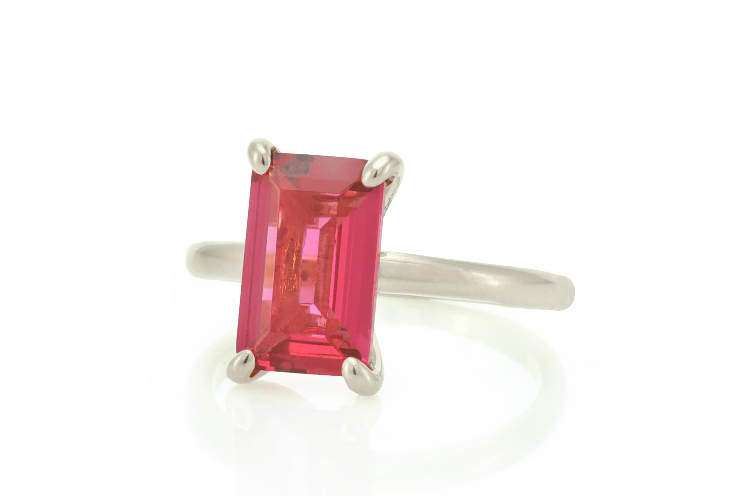Pink Tourmaline Rectangular Gold Stacking Ring Rings Anemone Unique