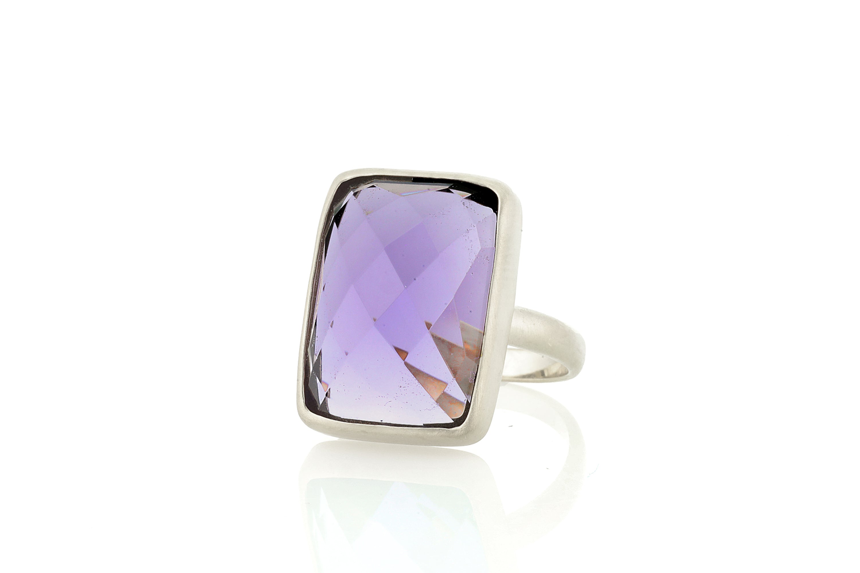 Bezel Set Rectangle Amethyst Gold Ring Rings Anemone Limited