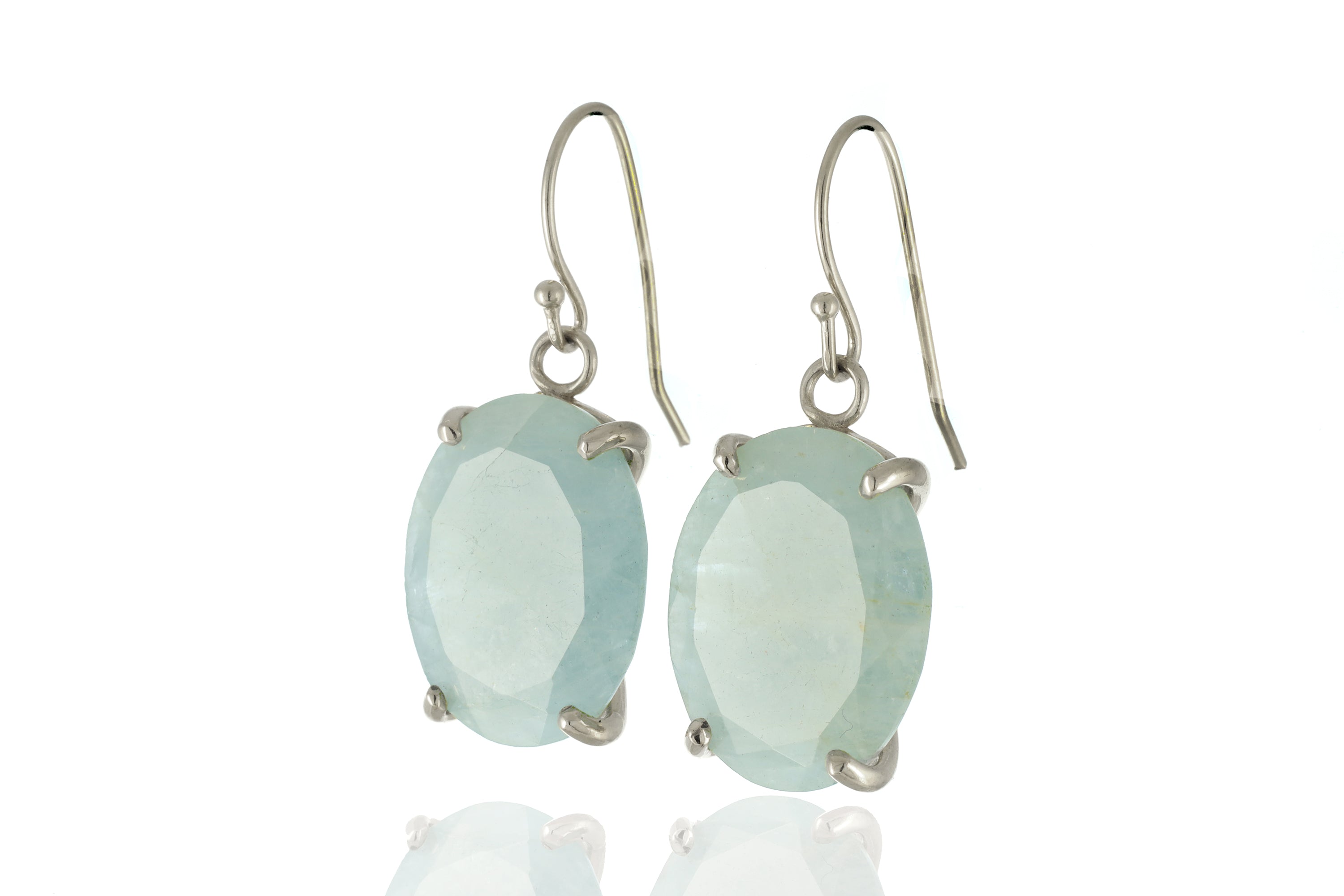 Aquamarine Oval Cut Statement Gold Dangle Earrings Earrings Anemone Jewelry