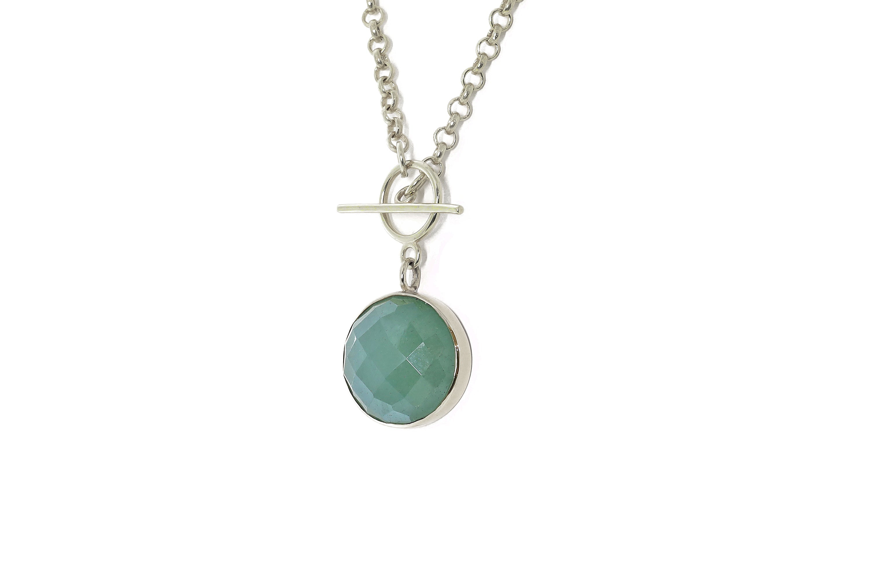 14k Gold Green Aventurine T-Lock Pendant Necklace necklaces Anemone Limited