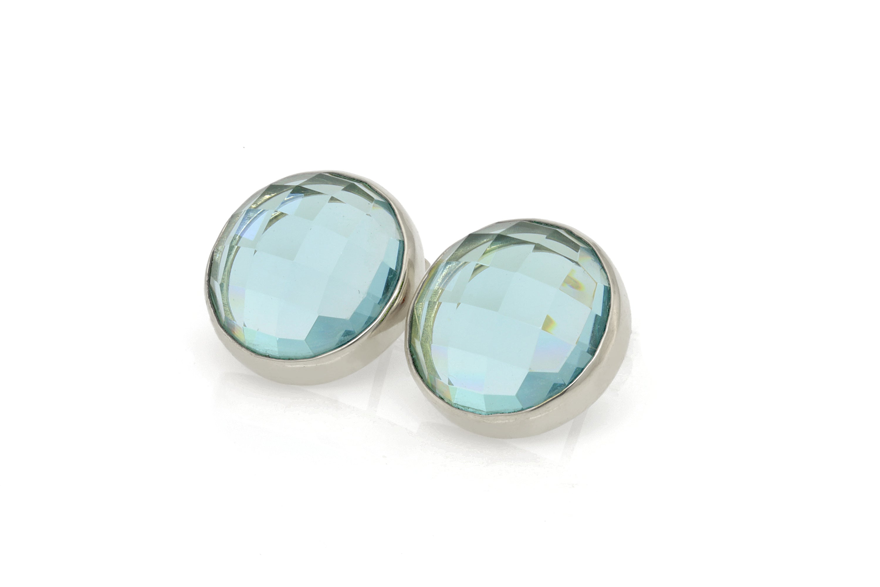 Blue Topaz Gold Bezel Set Stud Earrings Earrings Anemone Limited