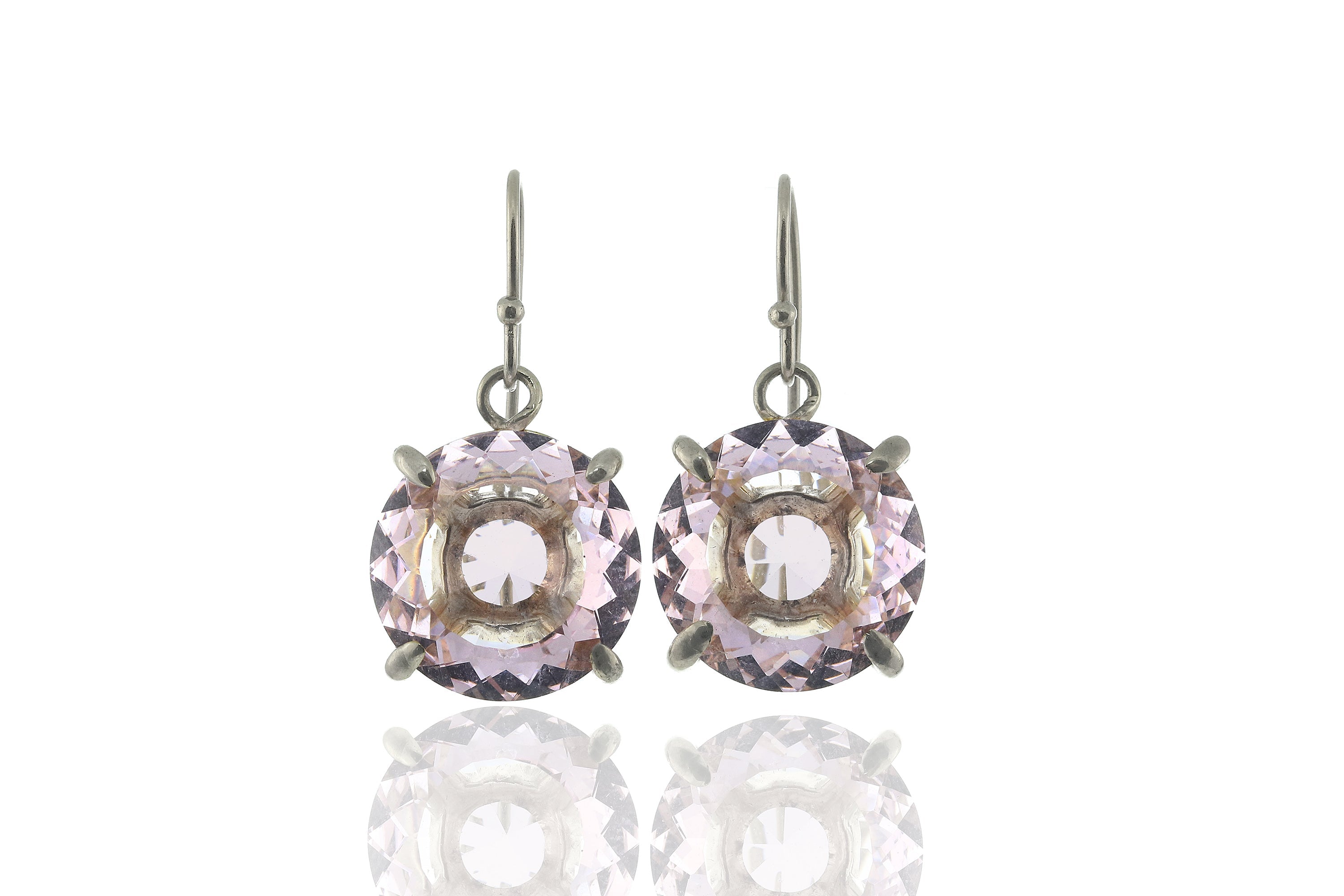 Dangling Rose Quartz Stone Gold Earrings Earrings Anemone Jewelry