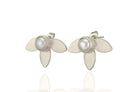 Bezel Set Freshwater White Pearl Earrings Earrings Anemone Limited