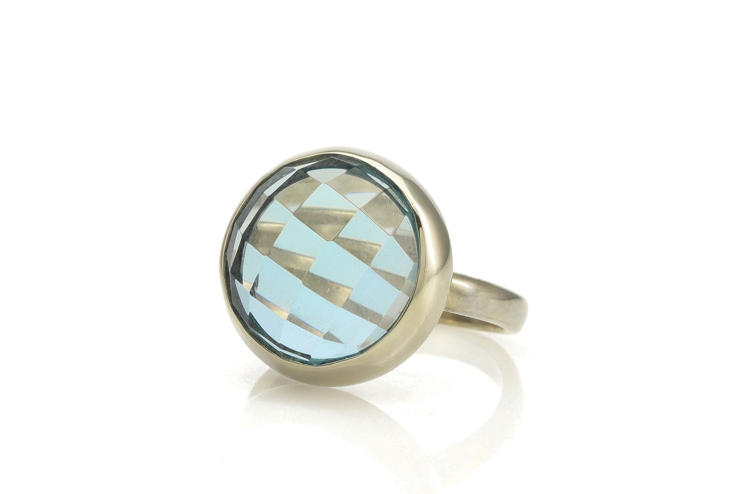 Large Blue Topaz Gold Filled Bezel Set Ring Rings Anemone Limited