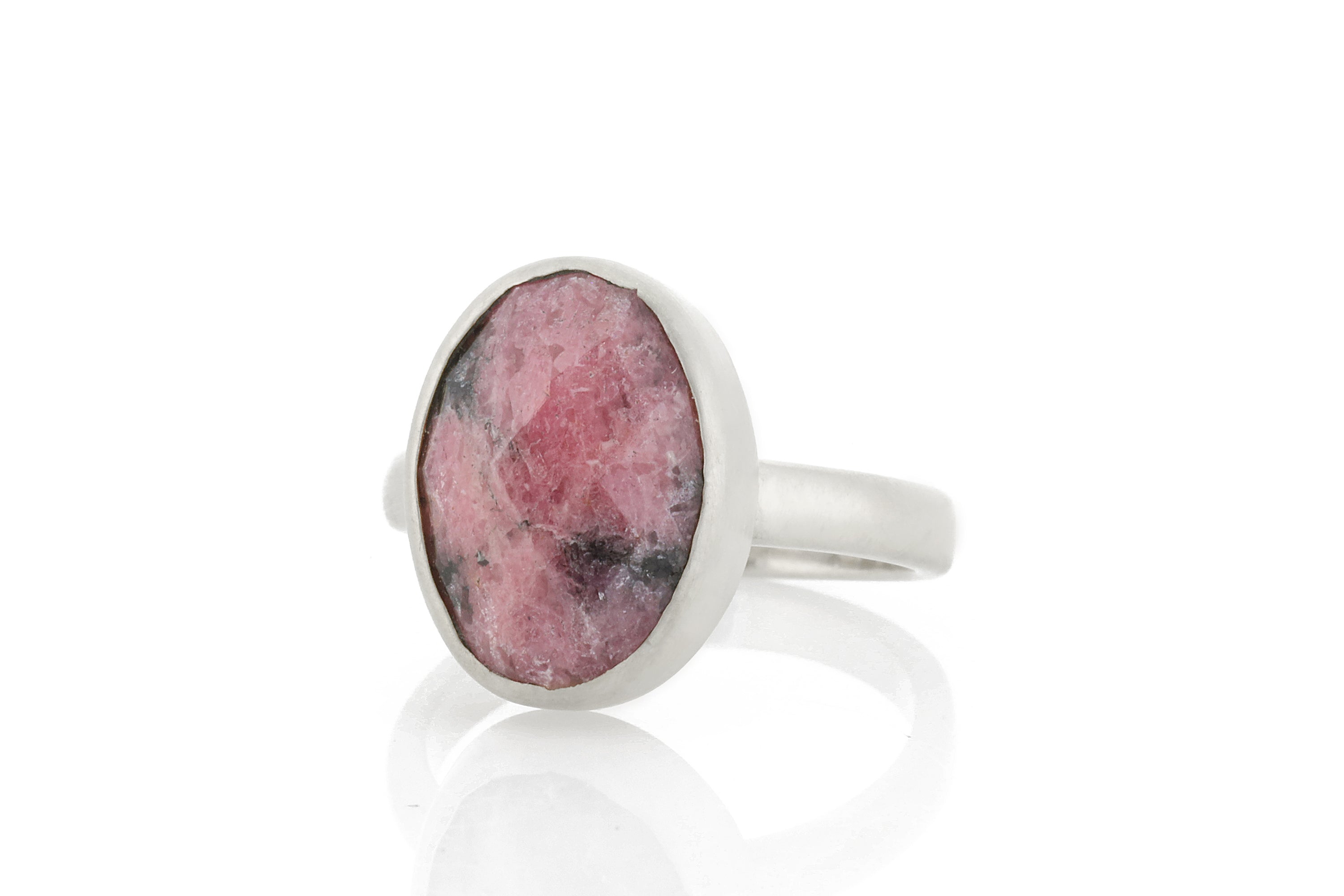 Bezel Set Oval Pink Rhodonite Ring Rings Anemone Limited