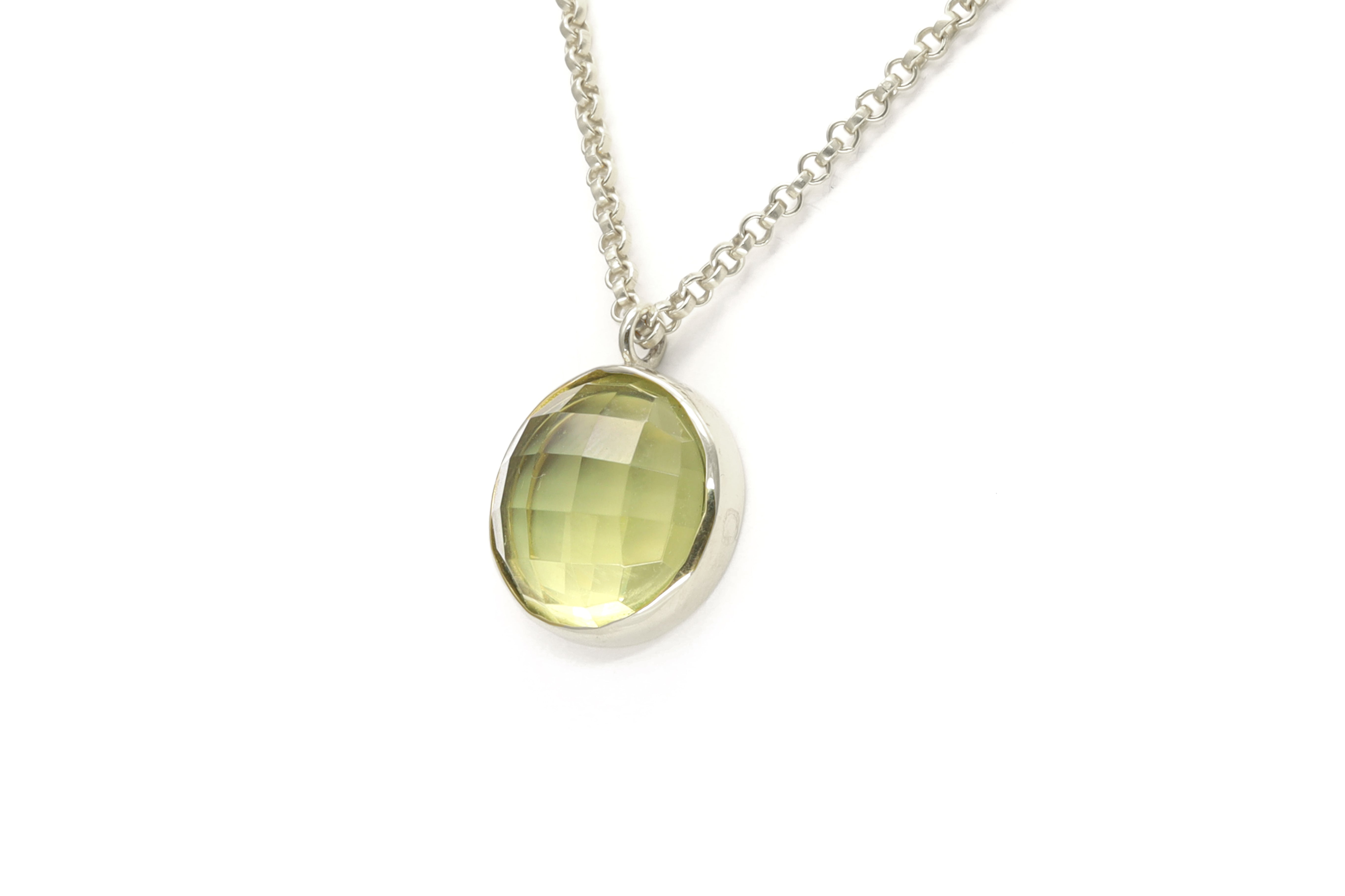 Bezel Set Lemon Quartz Pendant Necklace in Gold necklaces Anemone Limited