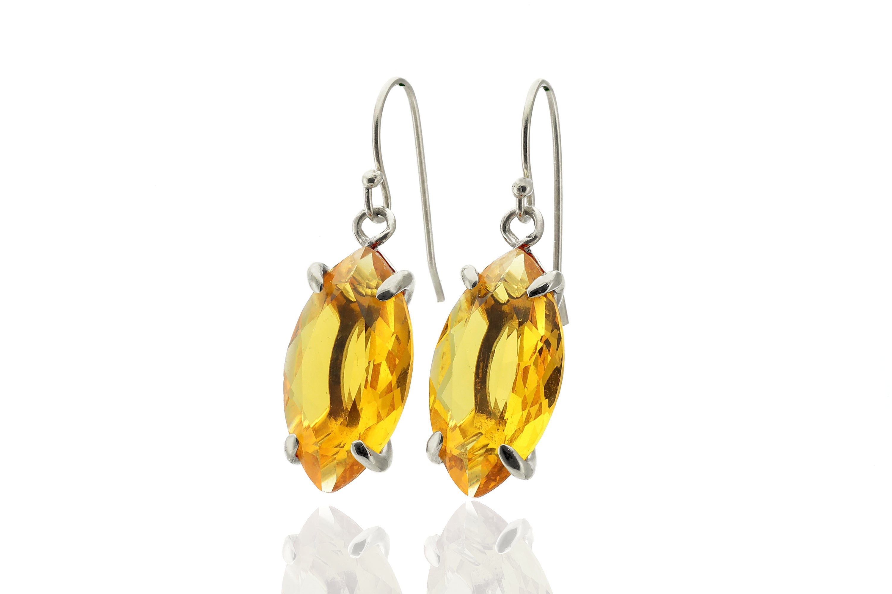 Citrine Marquise Long Dangle Gold Filled Earrings Earrings Anemone Jewelry