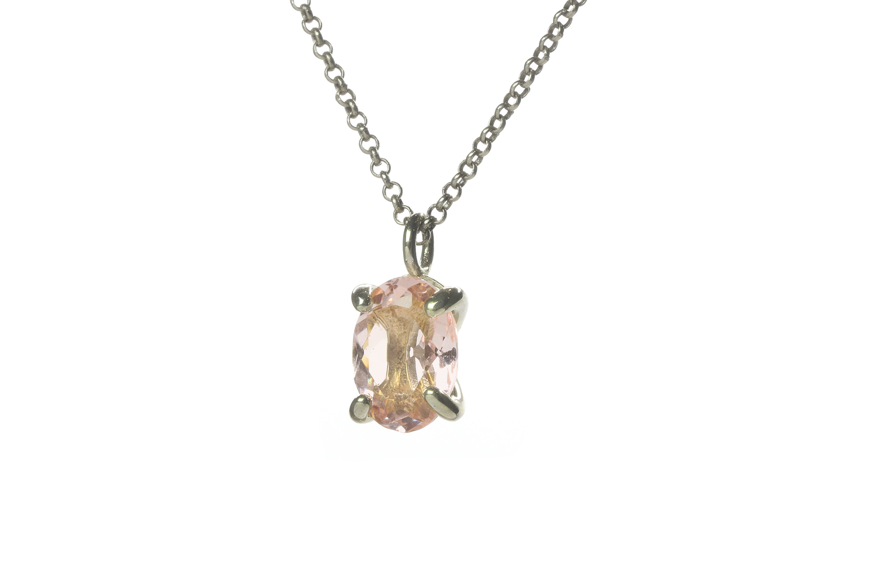 14k Gold Morganite Oval Cut Pendant Necklace necklaces Anemone Unique