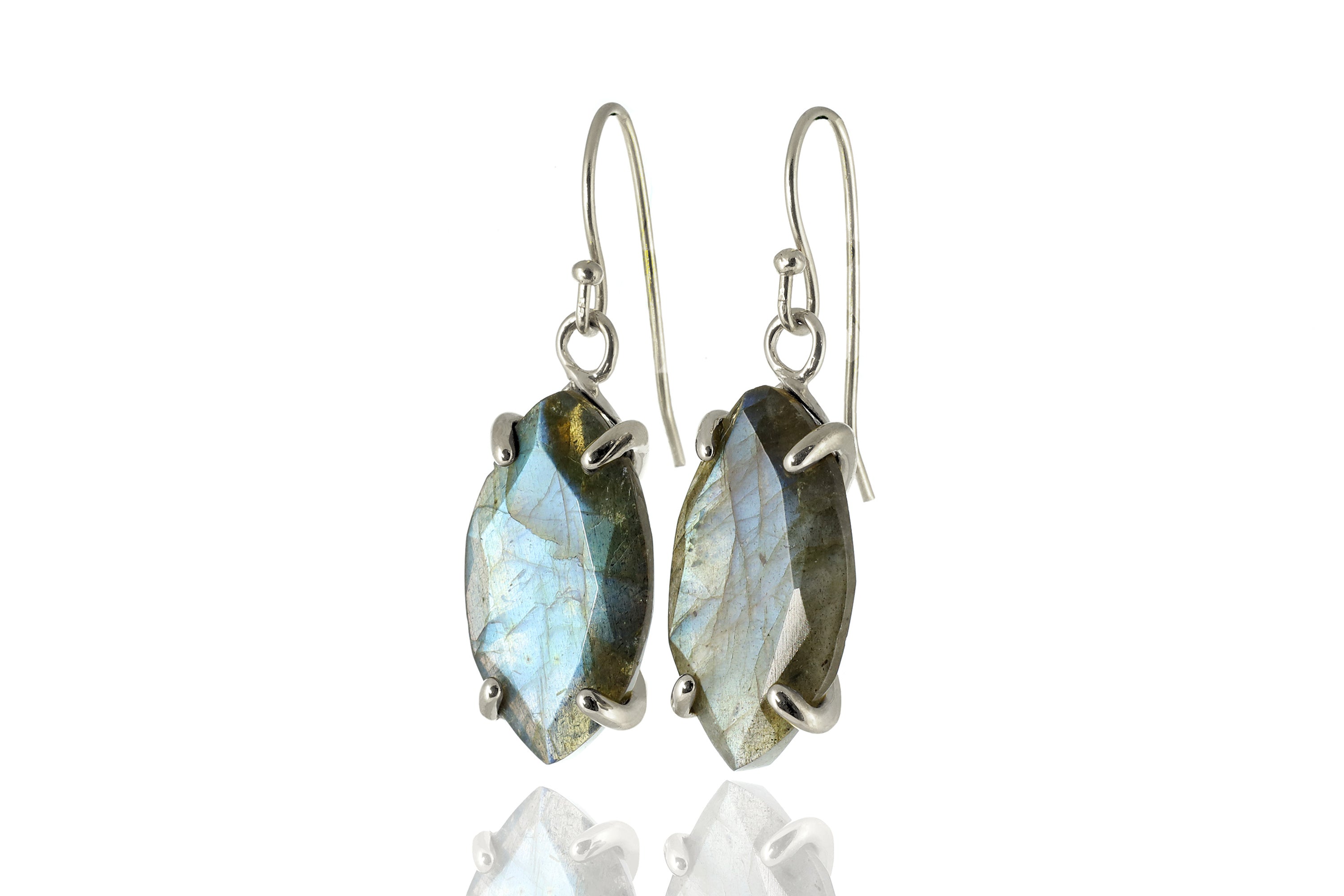 Mixed Flash Labradorite Gold Dangle Earrings Earrings Anemone Jewelry