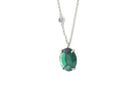 Long Gold Oval Emerald Gemstone Necklace with Cubic Zirconia necklaces Anemone Jewelry