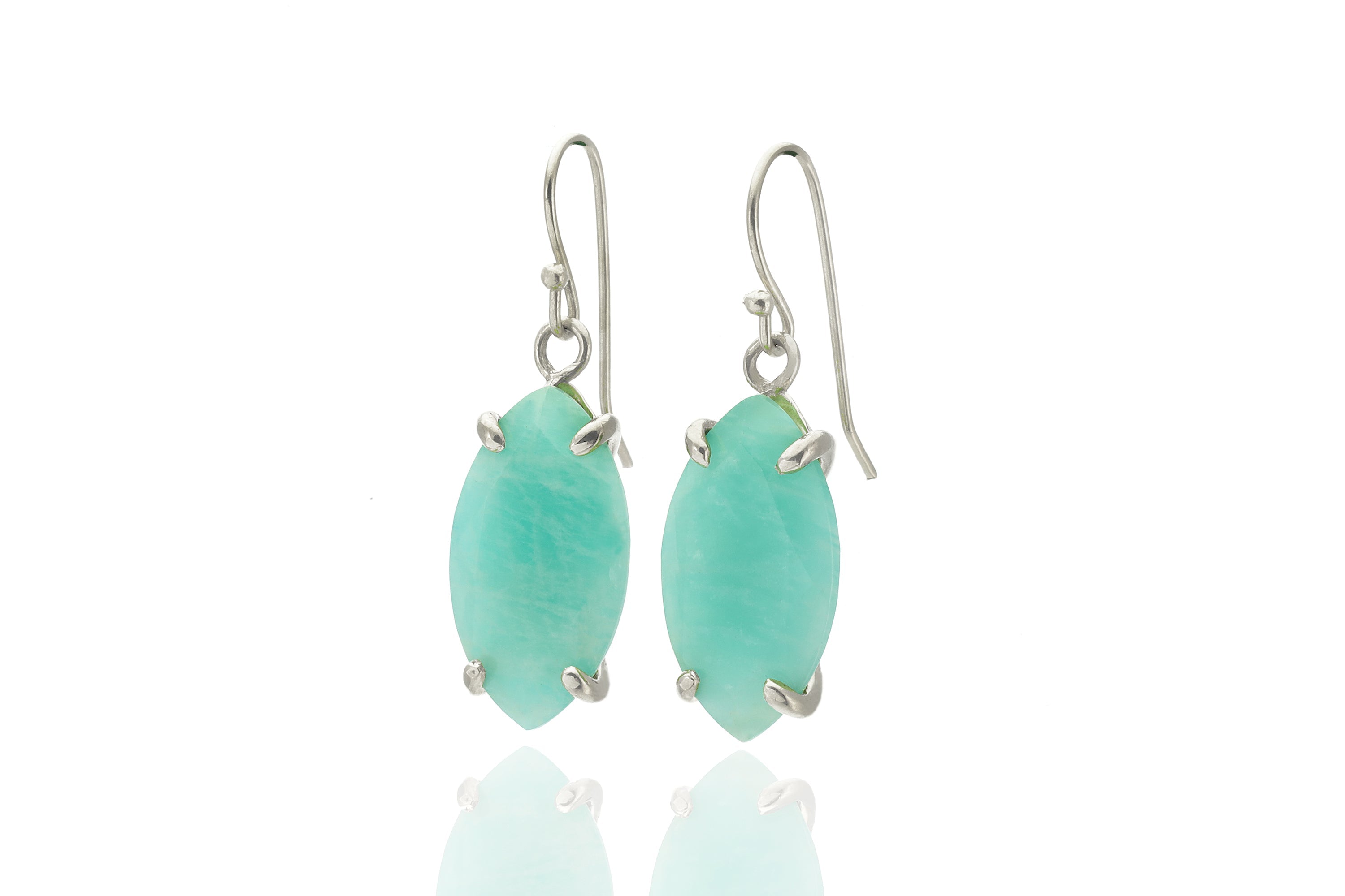 Marquise Cut Amazonite Dangle Gold Earrings Earrings Anemone Jewelry