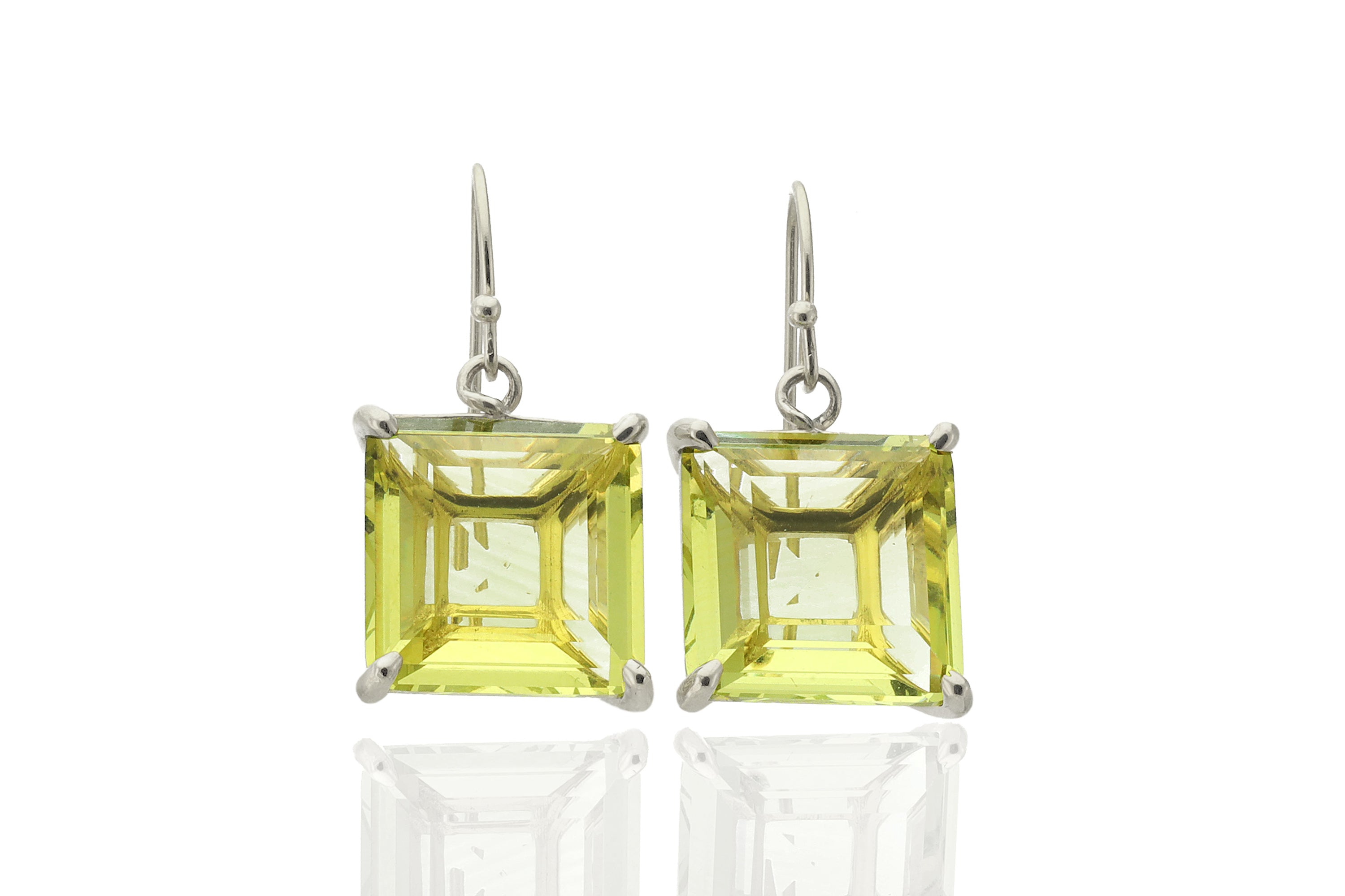 Lemon Quartz Square Bridal Gold Earrings Earrings Anemone Jewelry