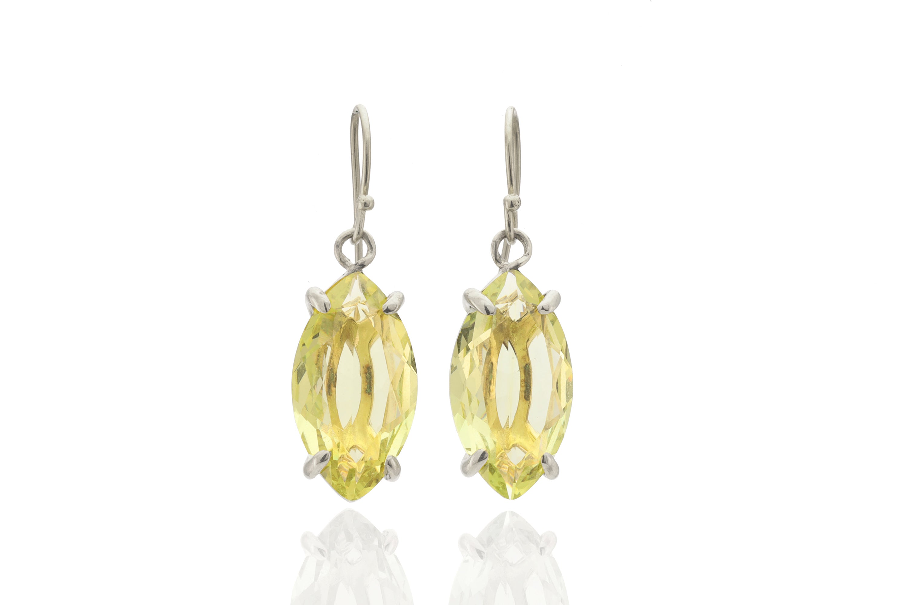 Lemon Quartz Marquise Dangle Gold Earrings Earrings Anemone Jewelry