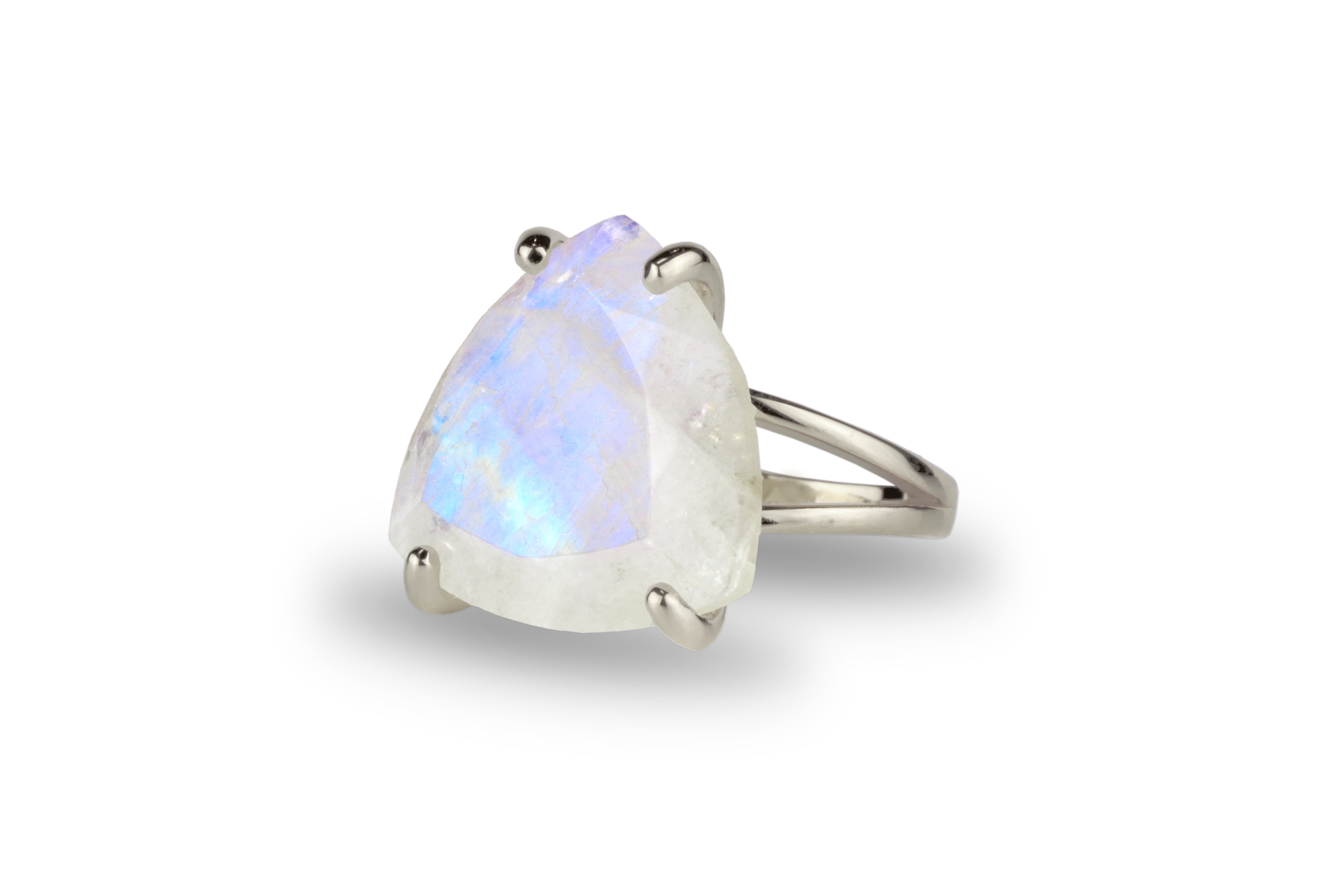 Trillion Statement Moonstone Gold Ring Rings Anemone Jewelry