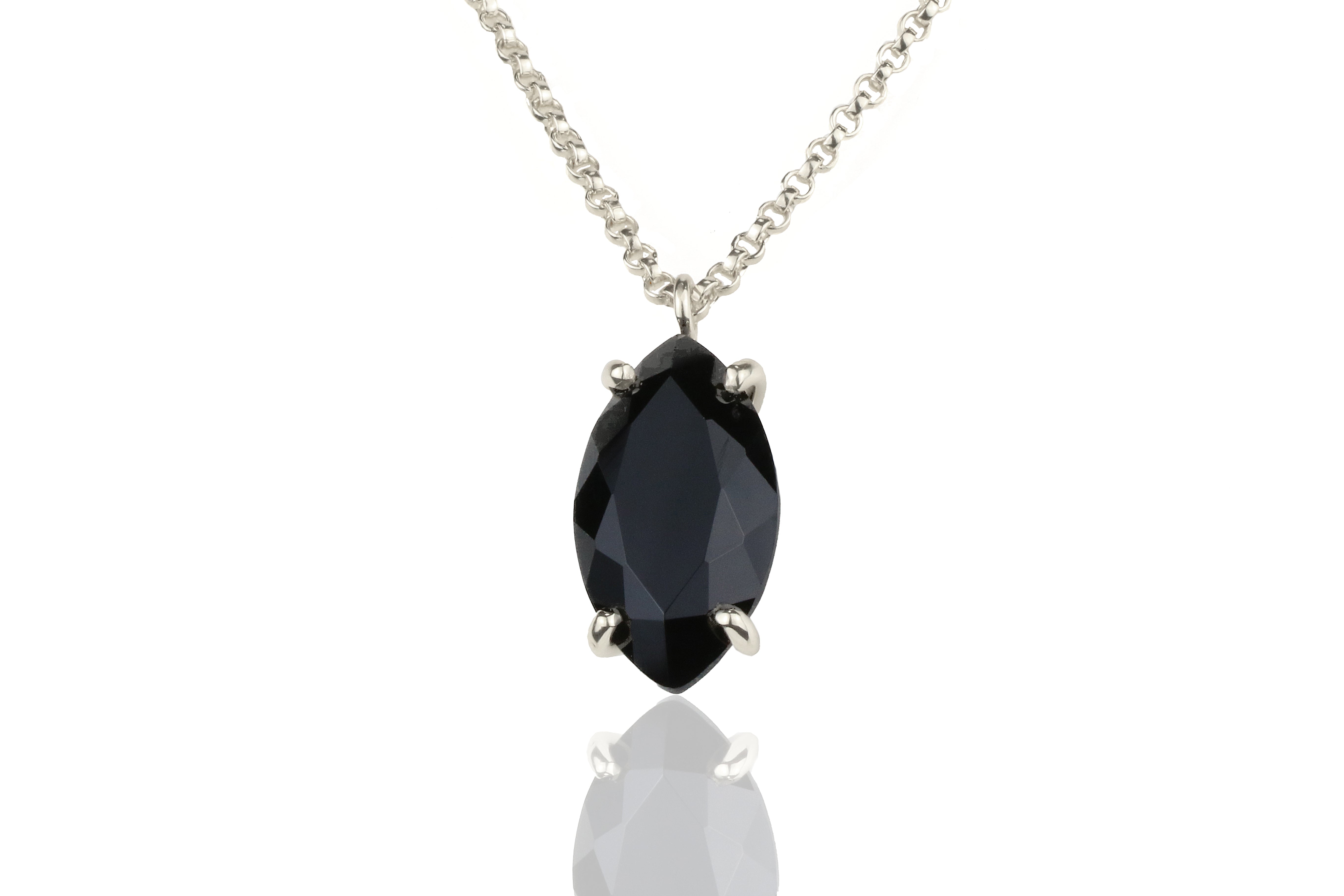 Marquise Gold Pendant Black Onyx Necklace necklaces Anemone Jewelry