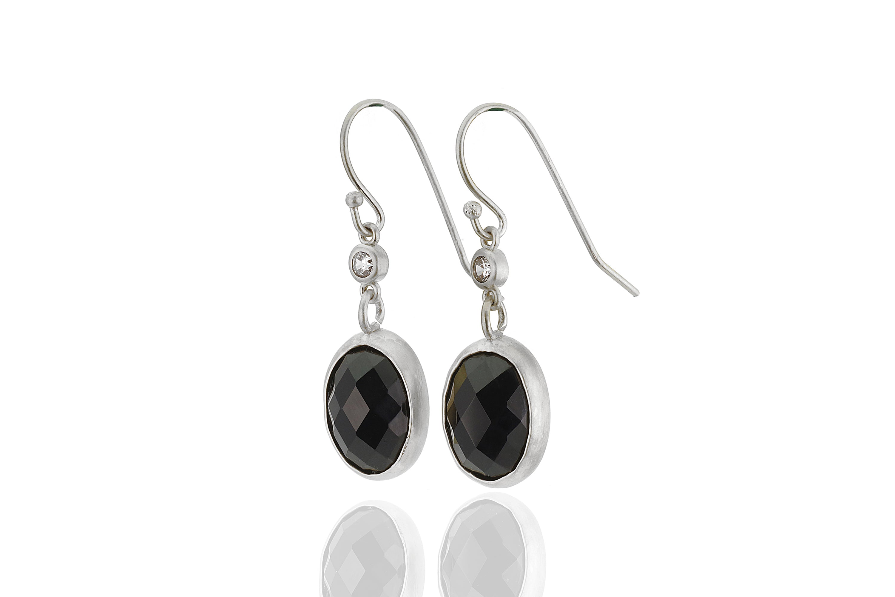 Black Onyx Gold Dangle Earrings with CZ Earrings Anemone Limited